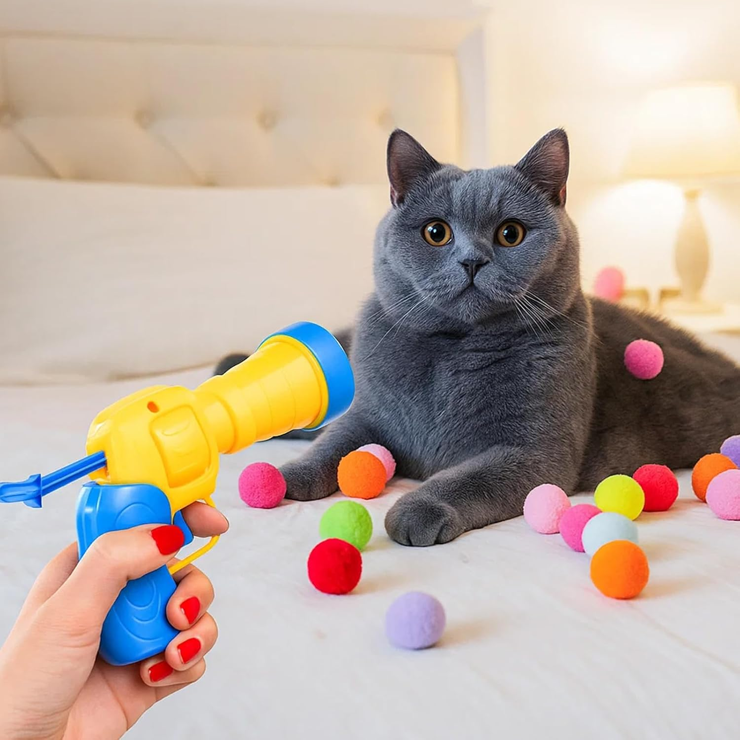 30 Pcs Balls Cat Toys, Interactive Cat Toy, Launcher for Indoor Cats, Fun Fetch Toy for Playtime and Bonding with Your Feline Friend image number 4