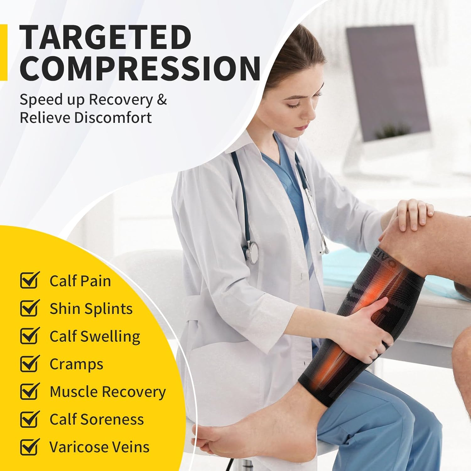 CAMBIVO Calf Compression Sleeves for Men and Women Shin Splint Brace Support for Legs Pain Relief, Varicose Vein Treatment (Black, LXL) image number 5