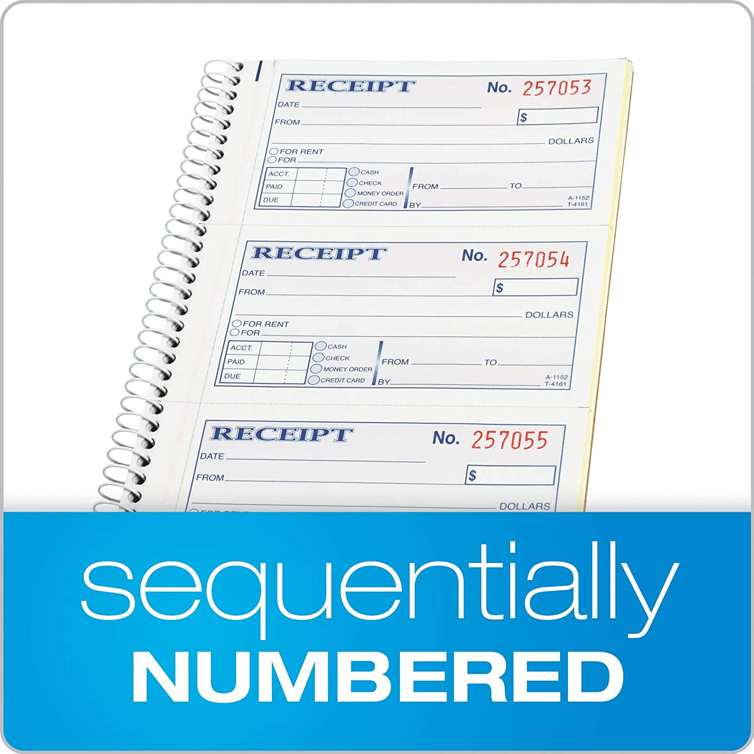 Adams Money and Rent Receipt Book, 2-Part Carbonless, 5 1/4 X 11 Inch Detached, Spiral Bound, 200 Sets per Book (SC1152) image number 5