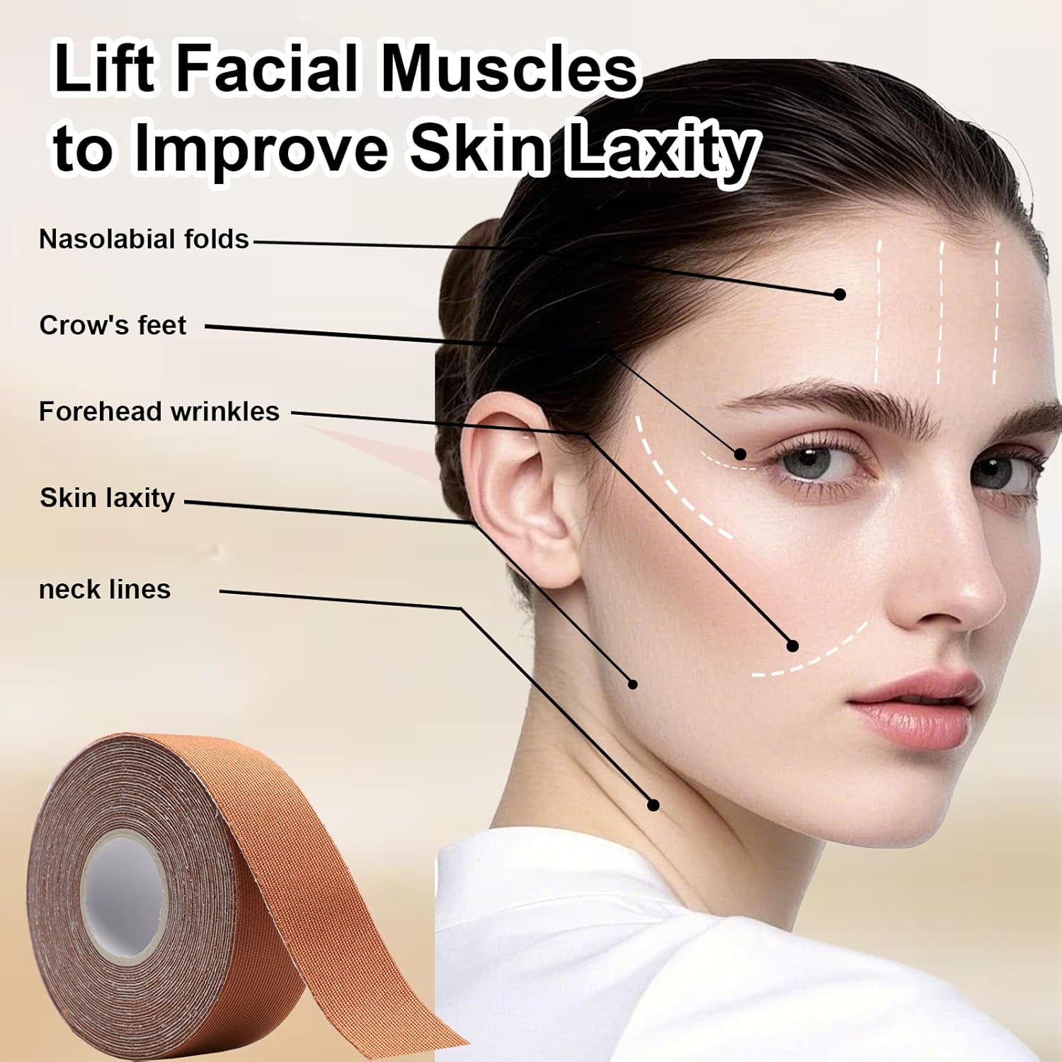 2 Pcs Facial Myofascial Lift Tape, Face Lift Tape & Patchesskin Tightening Kinesiology Tape for Firming Tightening Skin Facial Patches & Unisex Skin Care Body, Facial Patches 2.5Cm*5M image number 6