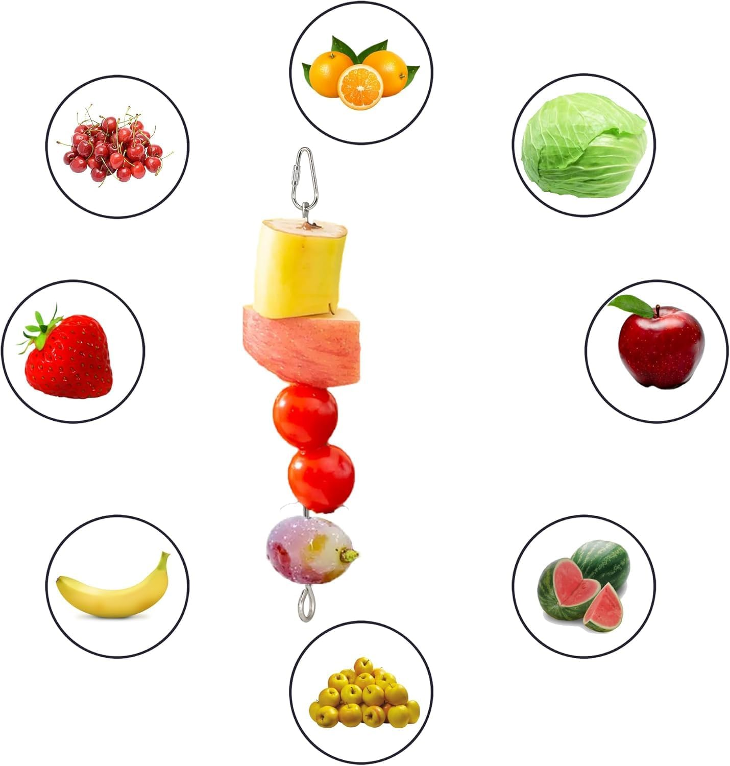 Fokmuaex 2PCS Stainless Steel Hanging Corn Holder for Squirrels & Parrots - Outdoor Squirrel Feeder with Fruit Vegetable Skewer, Bird Cage Food Fork & Foraging Toy for Birds image number 4