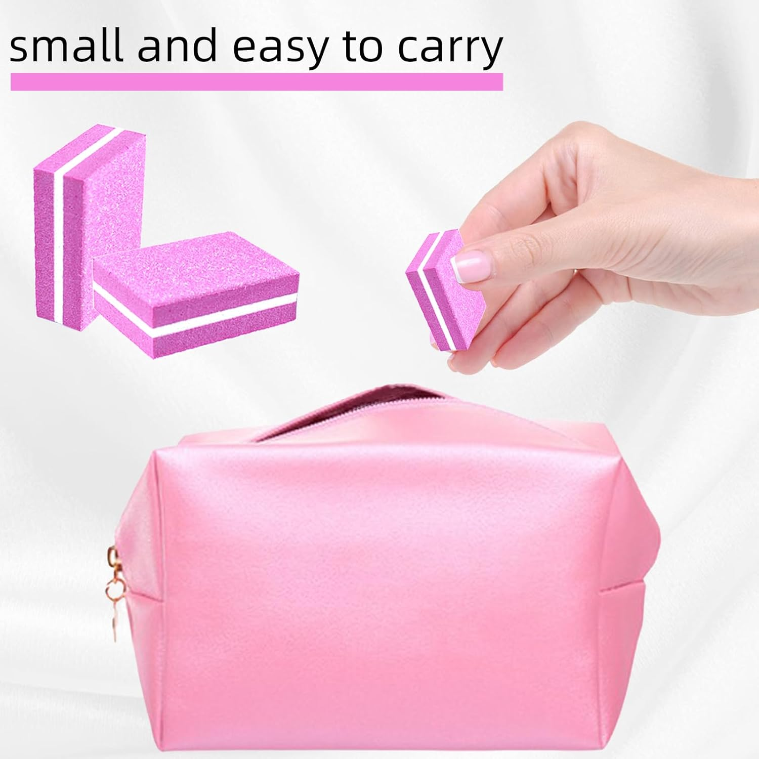 50Pcs Pink Sponge Nail Buffers,100/180 Grit Mini Nail Files,Mini Buffer Block Nail File for Acrylic & Natural Nails,Double-Sided Buffing Blocks for Manicure & Pedicure, Salon & Home Use image number 1