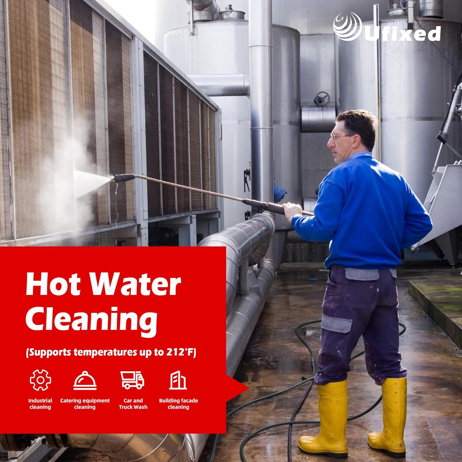 3/8&rdquo; Pressure Washer Hose 50FT 4000Psi,Rubber Hose,Quick Connect,360&deg; Swivel,Kink-Resistant,Heavy Duty,Black image number 2