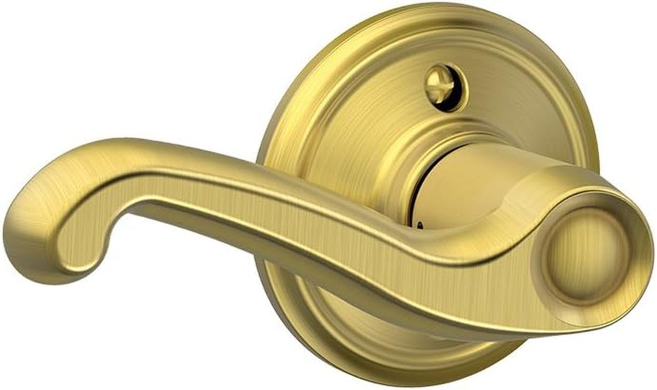 Schlage F51A FLA 605 Flair Keyed Entry Lever, Bright Brass image number 1