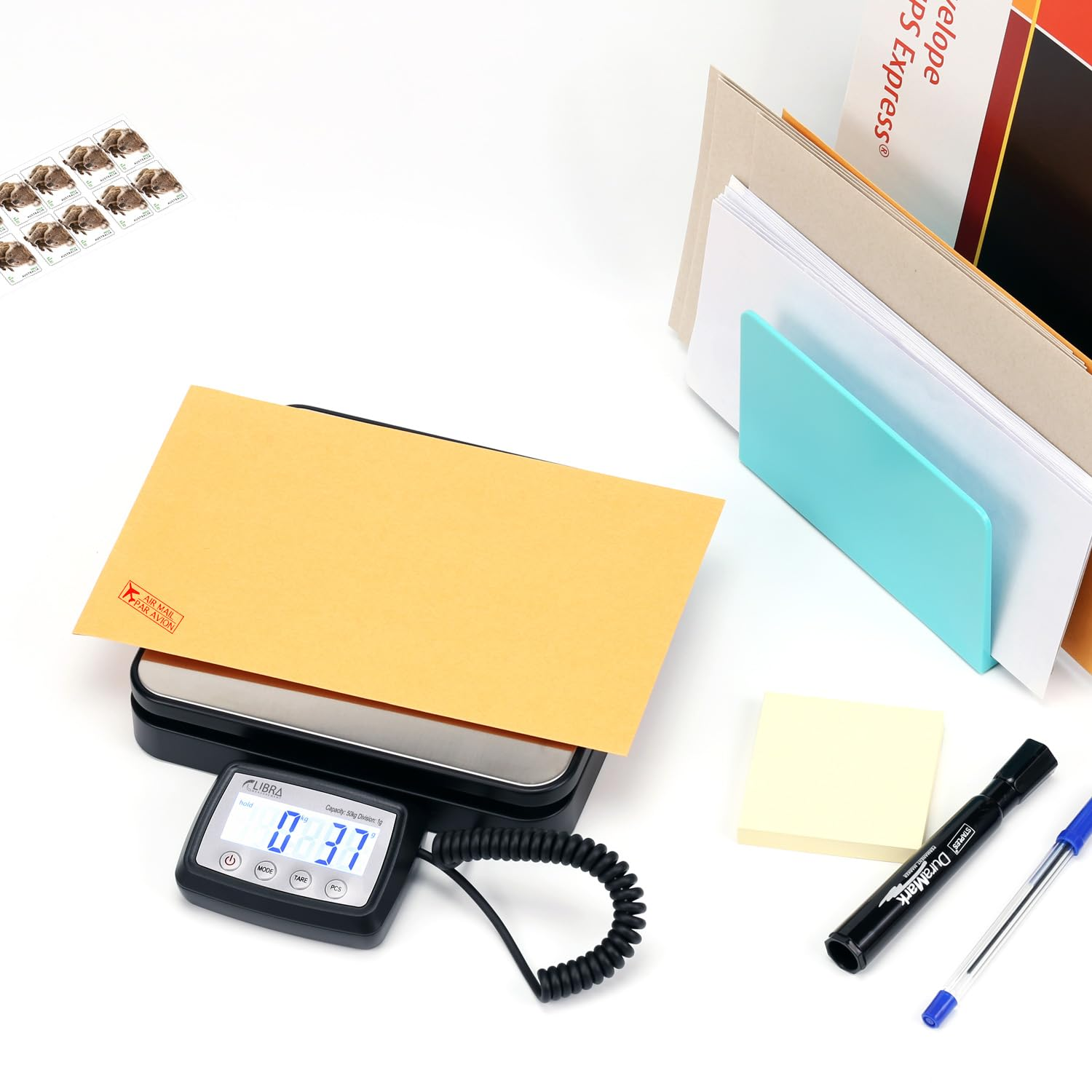 110 Lb (50 Kg) Digital Postal Scale, Stainless Steel Pan, Backlit Display, Piece Counting, Multiple Units, Capacity: Max 50 Kg (110 Lb), Min 5 G (0.2 Oz), Division 1 G / 0.1 Oz image number 2