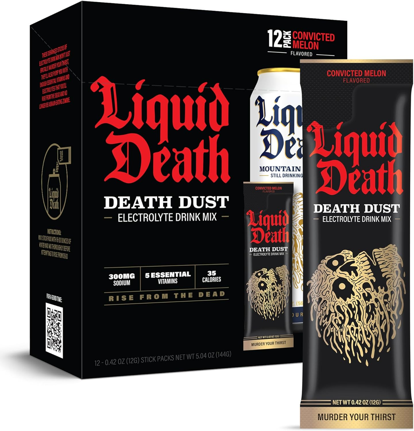 Liquid Death Electrolyte Death Dust - Mango Flavored Hydration Powder Packets - Mango Chainsaw - 12-Stick Pack - Electrolyte Replacement image number 5