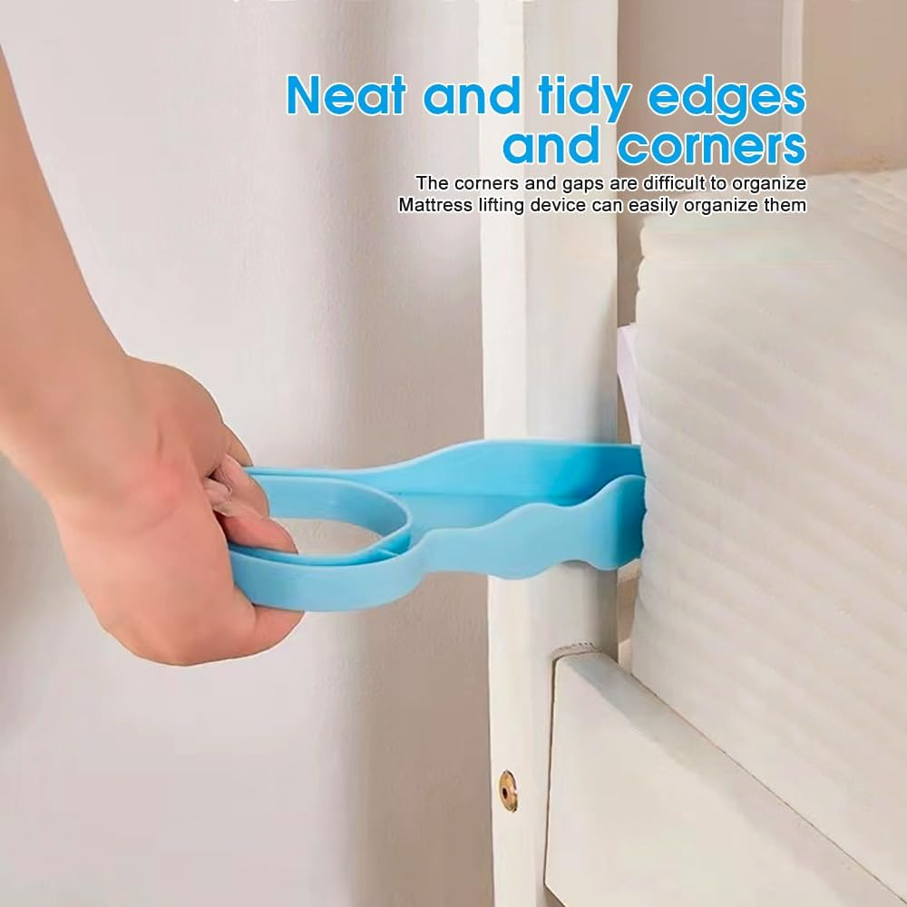 Living Today 2PK Extra Large Mattress Lifter, Bed Maker & Mattress Lifter Tool - Blue Plastic - Queen Size - Firm - Easy Sheet Changing & Back Strain Relief