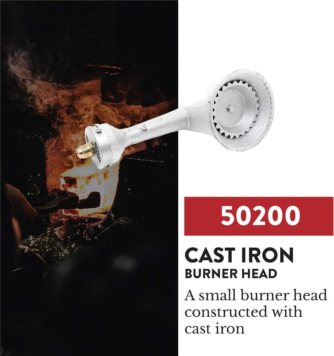 Gasone 50200 Gas ONE Propane High Pressure Cast-Iron round Burner Head with Brass Fitting Orifice image number 2