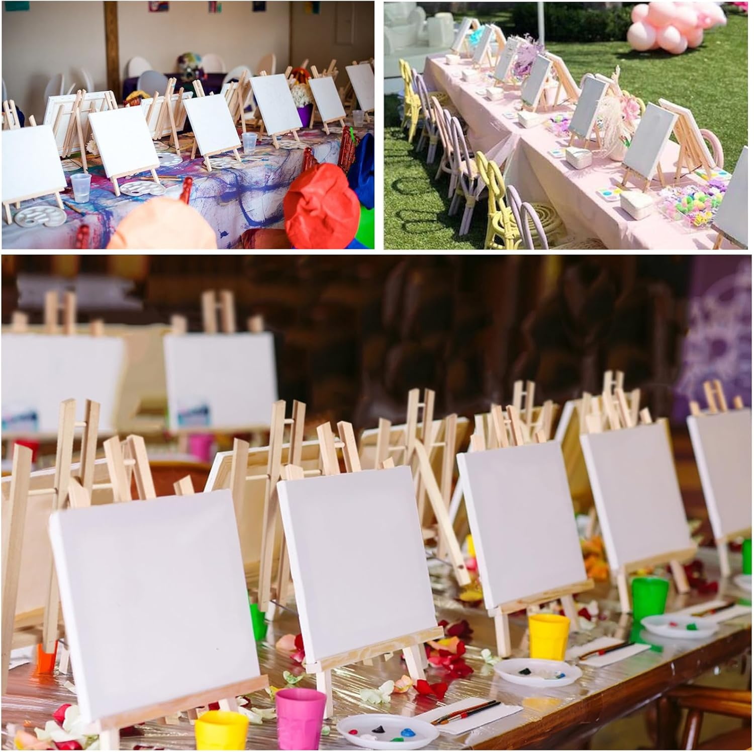 Falling in Art 12Inch Wood Easel Stand, Tabletop Display Stand A-Frame Artist Easel for Painting Canvas, Portable Photo, Picture and Sign Holder (4 Pack) image number 3