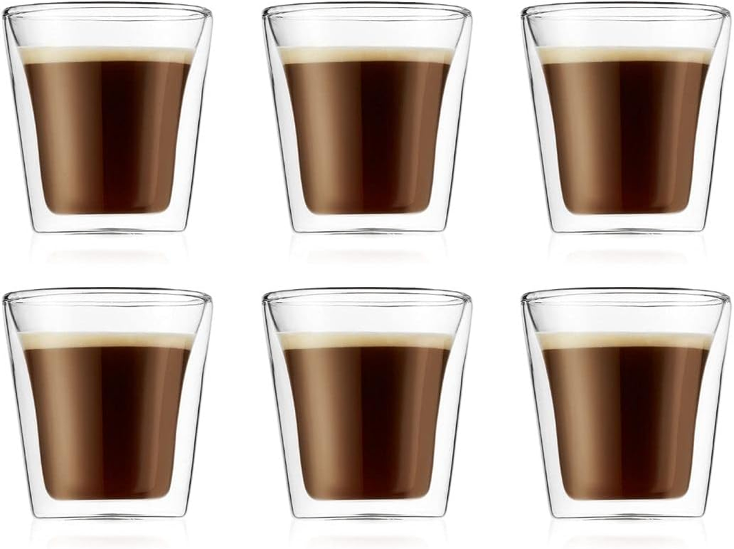 BODUM Double Wall Glass, Canteen 2 Pcs, 100Ml, 10108-10, Transparent