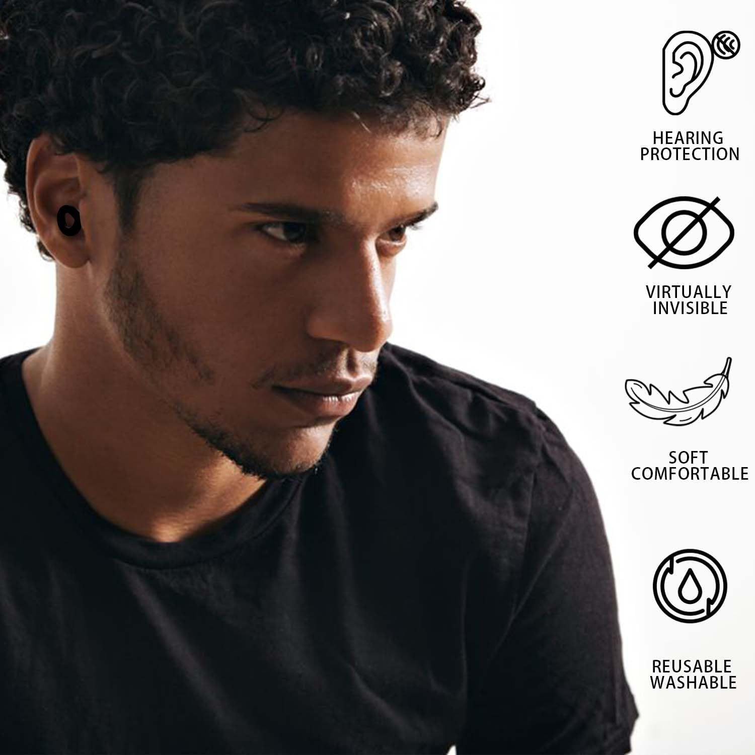 Annmiir Quiet - Ear Plugs for Sleep &ndash; Super Soft, Reusable Hearing Protection in Flexible Silicone for Noise Reduction & Flights - 8 Ear Tips in XS/S/M/L - SNR 24Db & NRR 14 Noise Cancelling - Black image number 6