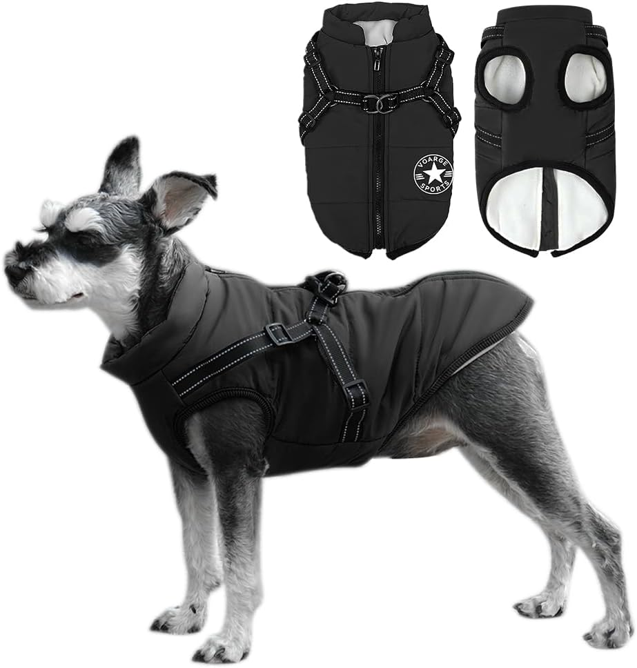 Voarge Dog Jacket, Winter Vest, Jackets, Dog Coat with Harness for Small Dogs, Waterproof Machines, Washable, Reflective Stripes Design, Durable D-Ring (5XL, Red)