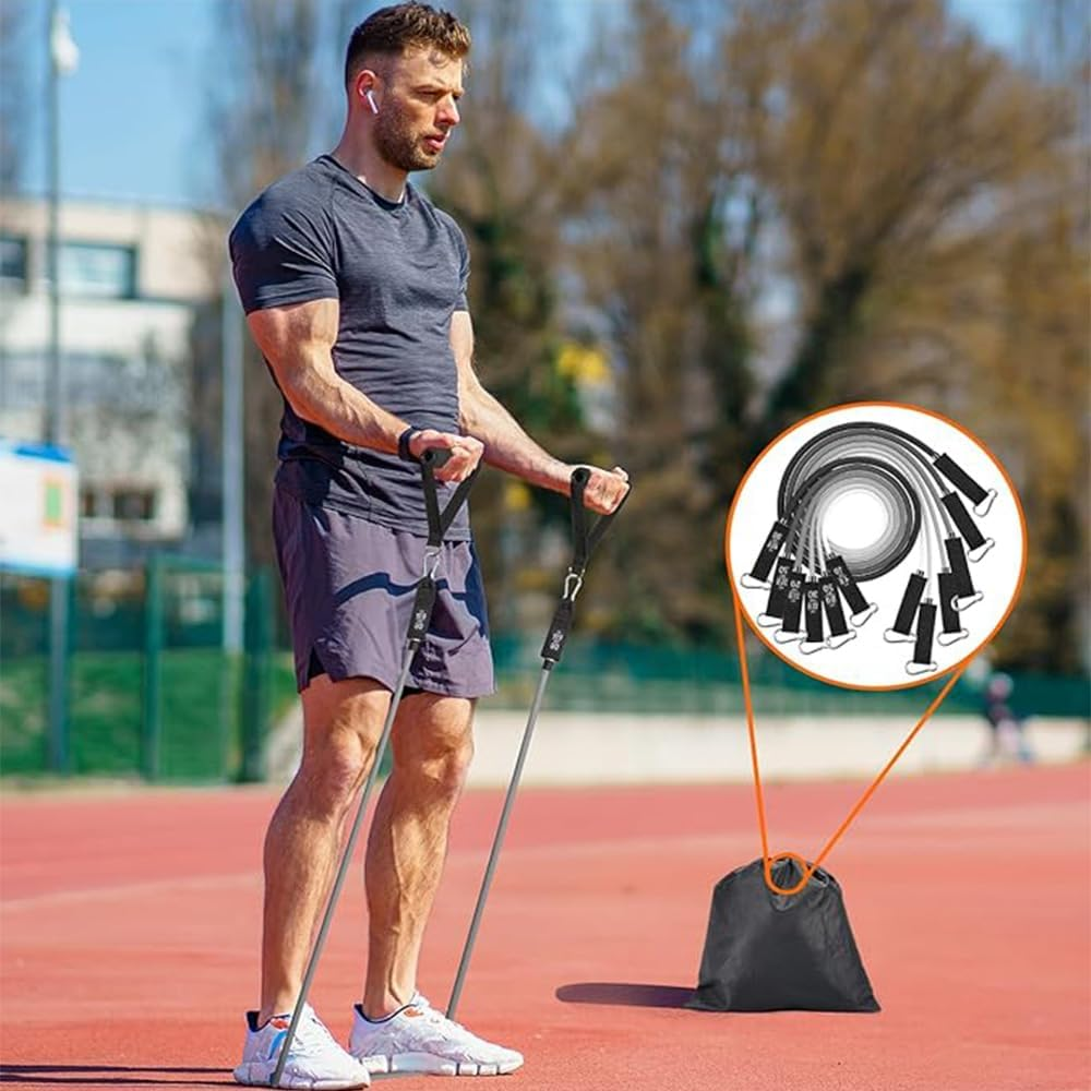 Resistance Band Set, Portable Rubber Pull Rope with Handle, Chest Muscle Training Fitness Exercise Resistance Band, Fitness Equipment Set for Muscle Training, Resistance Training, Physical Therapy. image number 2