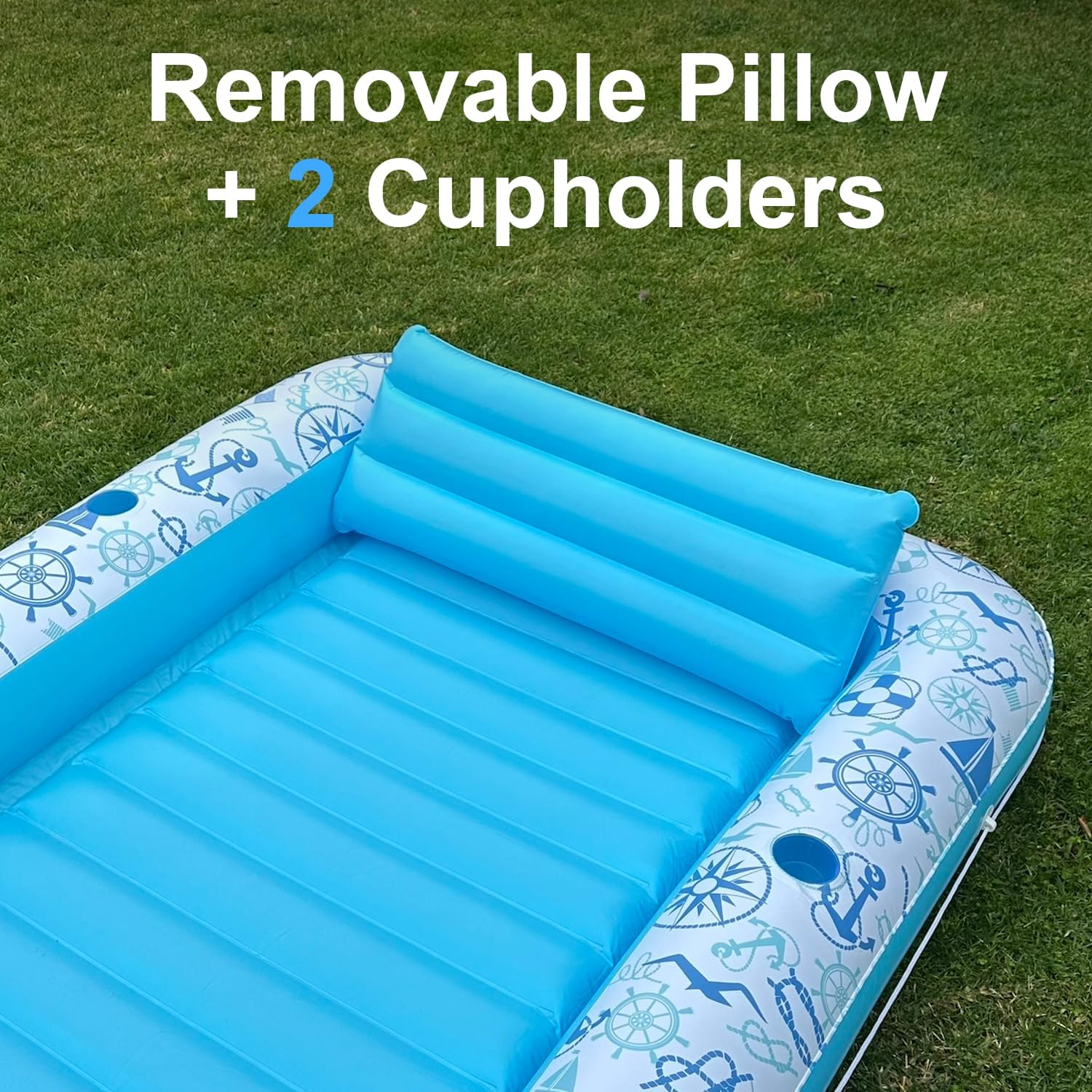 XL Inflatable Tanning Pool Lounge Float - Electric Pump Included - 85&rdquo; X 58&rdquo; - Sunbathing Suntanning (Extra Large) - Blue image number 4