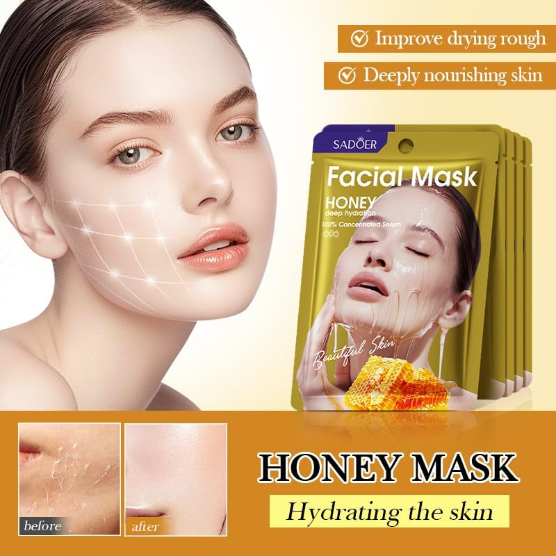 Facial Sheet Mask Set, 7 Natural Fruit Extracts, Moisturising and Nourishing, 7 Pieces image number 4
