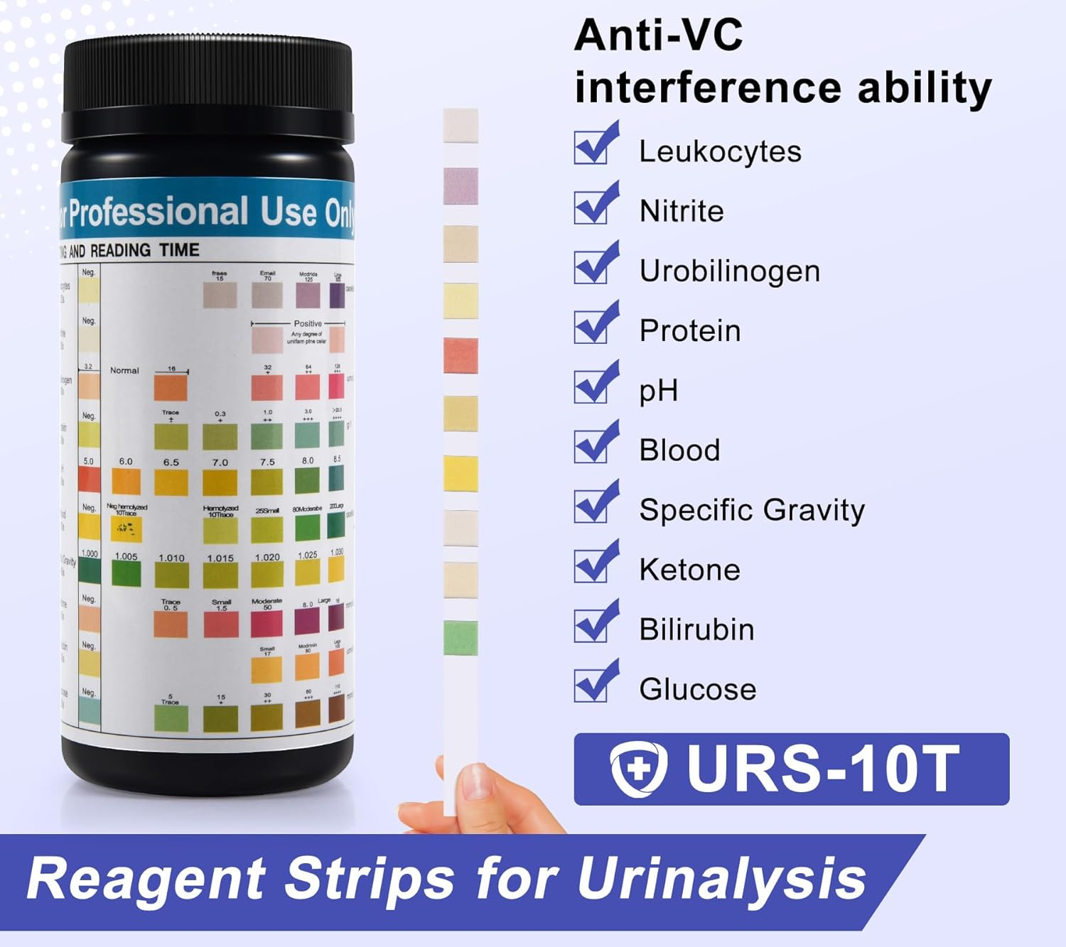 JUMXSRLE Urinalysis Test Strips, Urine Test Strips, 10 Parameter Urine Strips, Accurate Results, Urinalysis Home Testing Stick Kit to Help Monitor Your Health, Urine Strips Dipsticktests image number 2