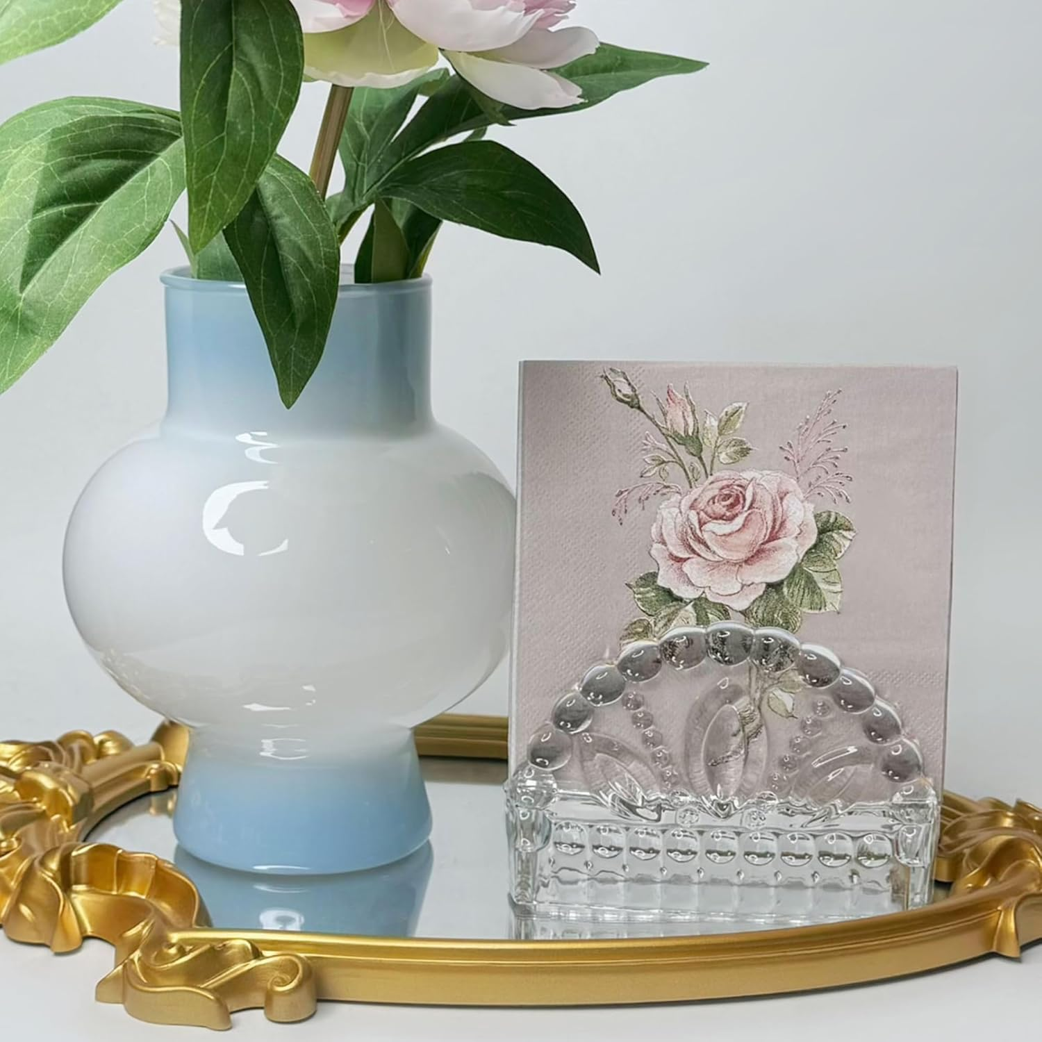 Besalily Vintage Rose Flower Napkins Paper Disposable Decorative Dining Paper Napkins Wedding Party Napkins Cocktail Napkins Paper Napkins Serviettes (25X25Cm) image number 4