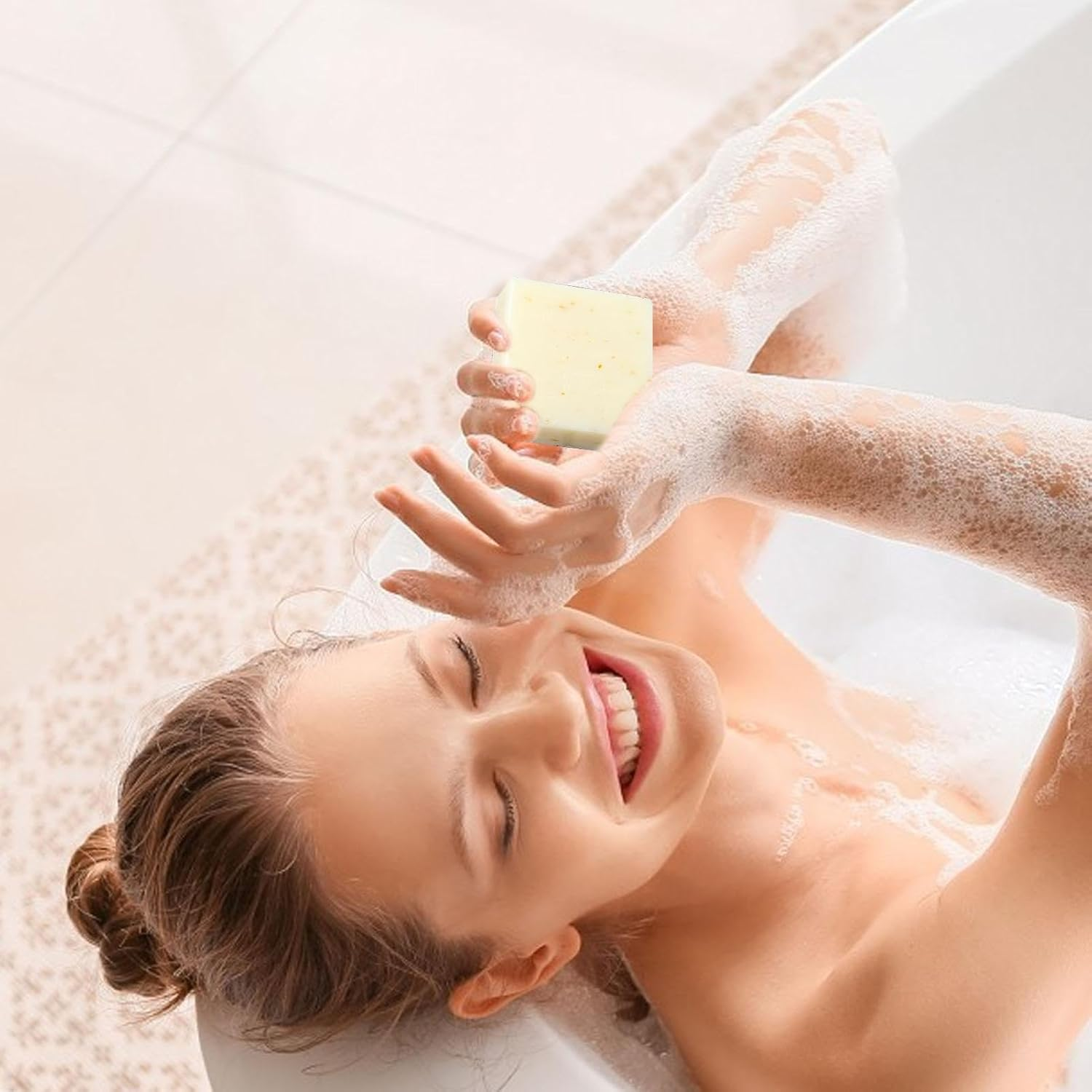 Rice Soap,Natural Moisturizing Thai Rice Soap - Brightening Handmade Goat Milk Soap Body Cleansing Soap for Face, Hand, Bath, Rich Lather image number 6