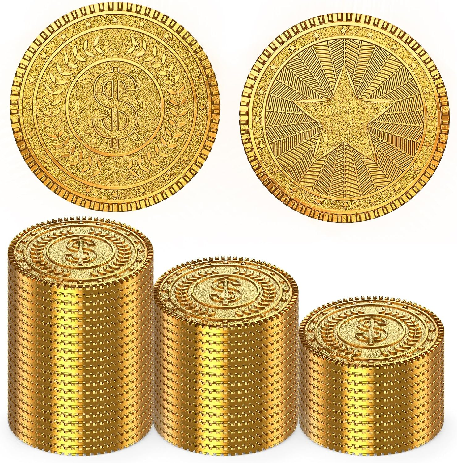 Byhoo 50 PCS Metal Gold Coins,Dnd Pirate Coins, Stress Relief Tool,With Velvet Drawstring Pouch for Board Games, Role - Playing, Treasure Hunts,Pirate Adventure Themed Play Favor image number 4