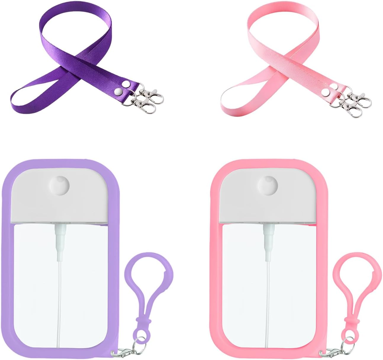 2 Square Press Spray Bottles, 2 Anti-Lost Double Hook Lanyards, Portable Silicone Spray Bottles, Travel Fragrance Underfilling, Reusable Cosmetic Spray Bottles image number 1