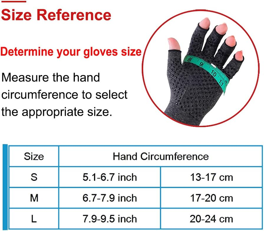 Donfri 2 Pairs Arthritis Gloves Fingerless Gloves Non Slip Compression Gloves for Rheumatoid & Osteoarthritis Hand Gloves Provide Arthritic Joint Pain Symptom Relief Men & Women M image number 2