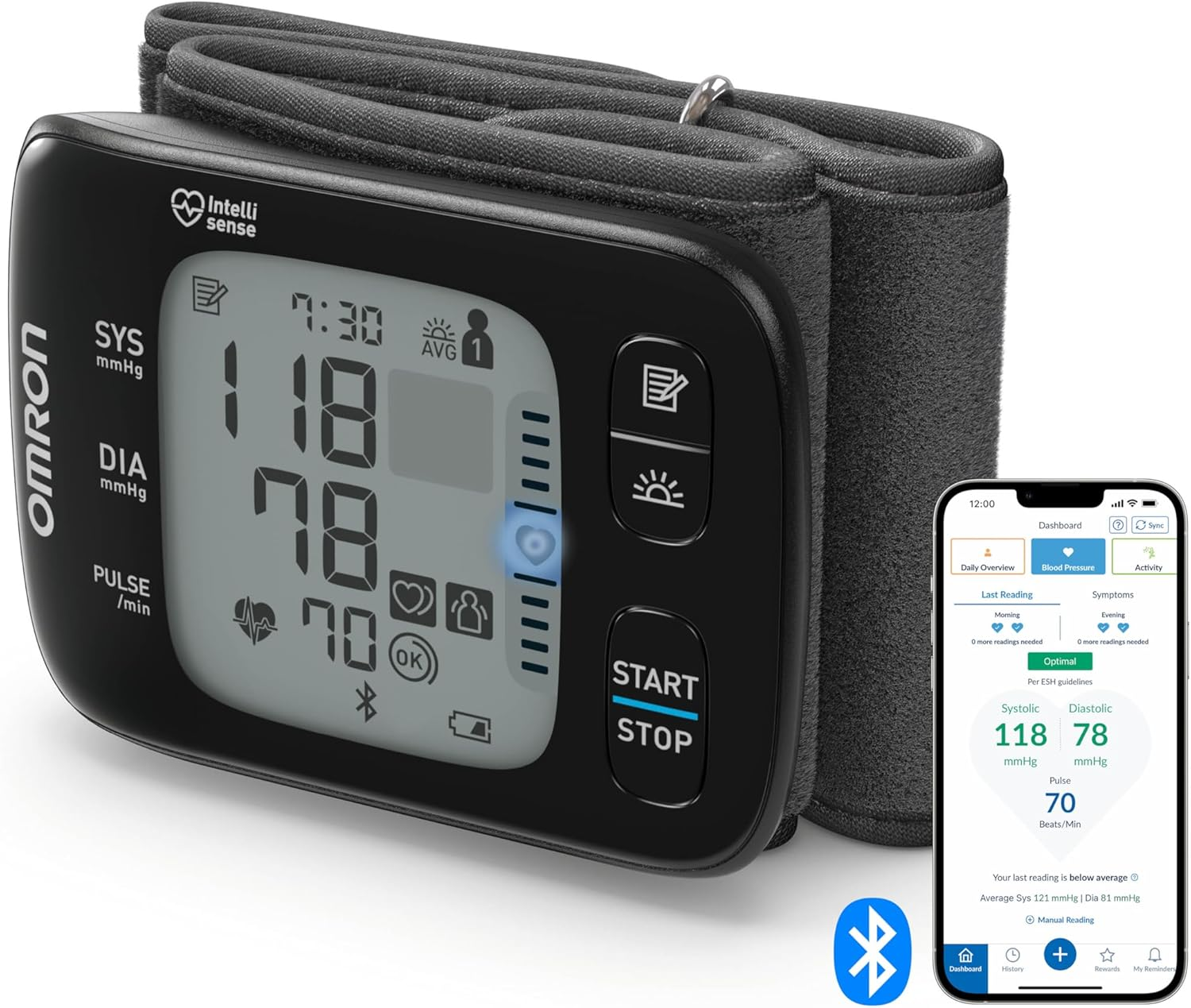 OMRON RS7 Intelli IT, Digital Wrist Blood Pressure Monitor, Test Winner Stiftung Warentest 09/2020, Clinically Validated - Also for Obesity, Bluetooth and Smartphone Compatible image number 1