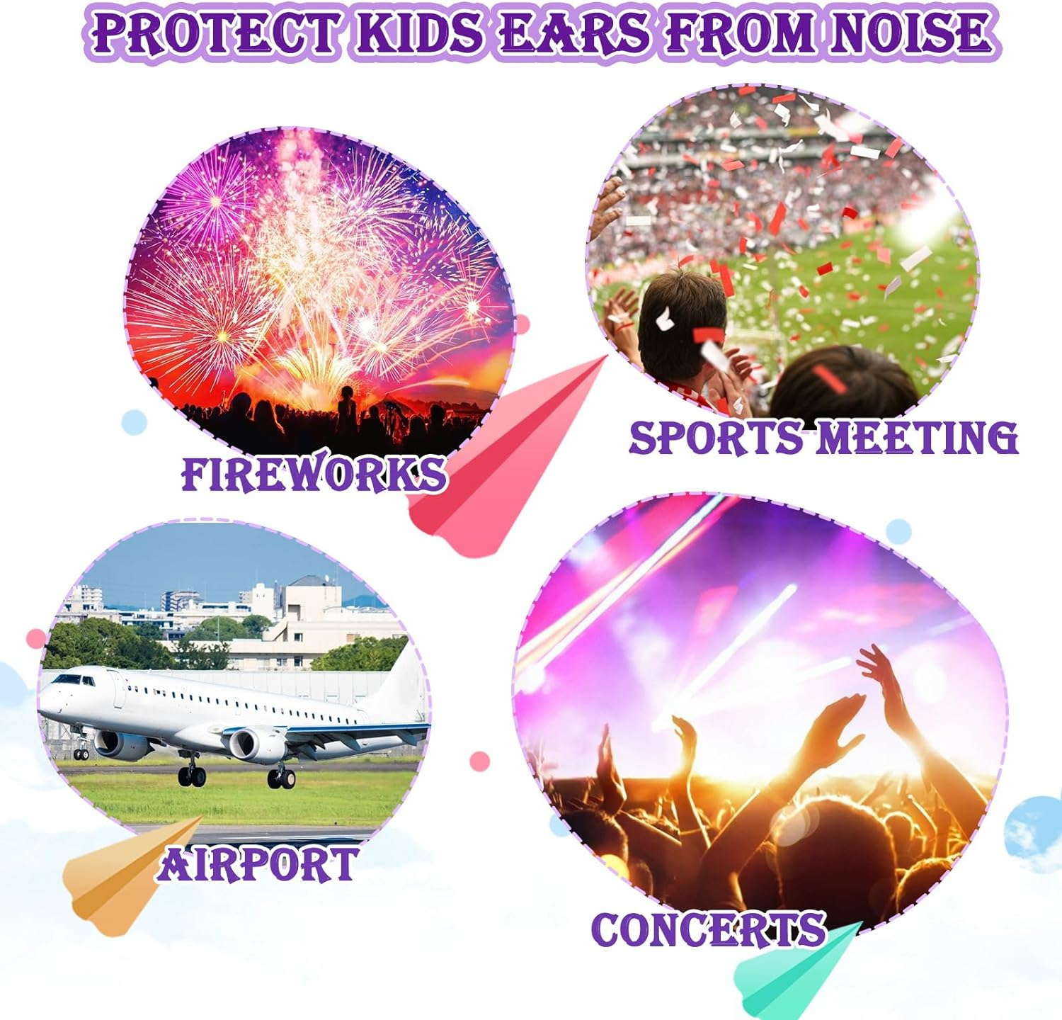 ZOHAN EM030 Kids Ear Protection Safety Ear Muffs for Concerts, Fireworks, Air Shows, Upgraded Adjustable Noise Reduction Hearing Protectors for Children Have Sensory Issues - Nebula Print