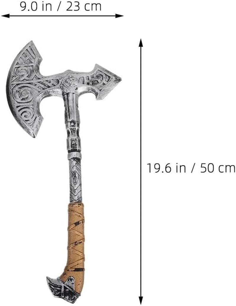 PACKOVE 2Pcs Ax Prop Battle Warriors Knight Costume Cosplay Axe Dwarf Horror Props Halloween Horror Props Foam Axes Cosplay Costume Trick Plastic image number 1