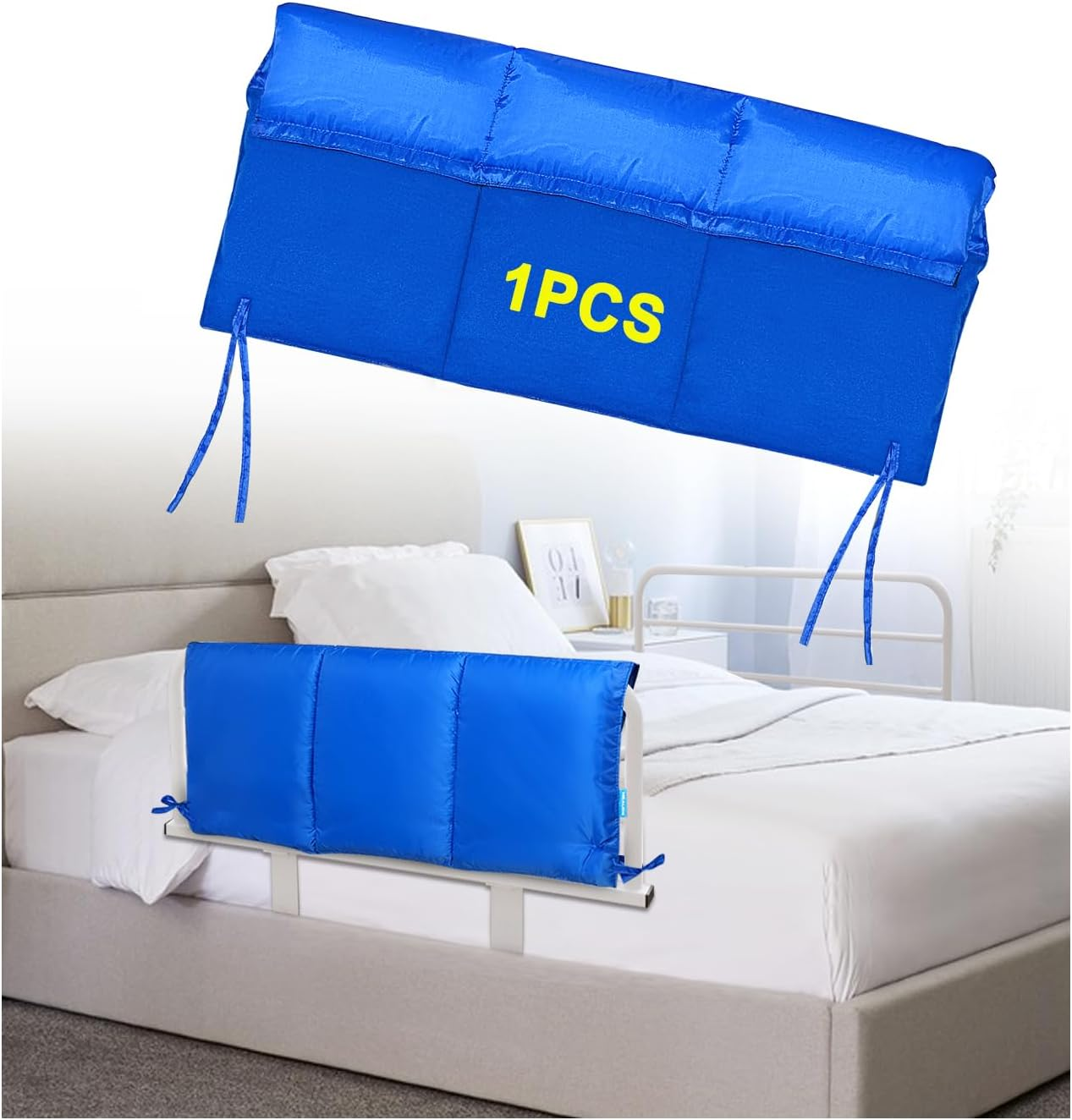 Bed Bumper Pads for Hospital Bed Rail Cover Crib Padding Bedside Safety Guard for Adults Medical Foam Bumper Pads Padding Cover Falling Out of Bed Crash Bumpers 30"X12" (Blue,1 PCS) image number 4