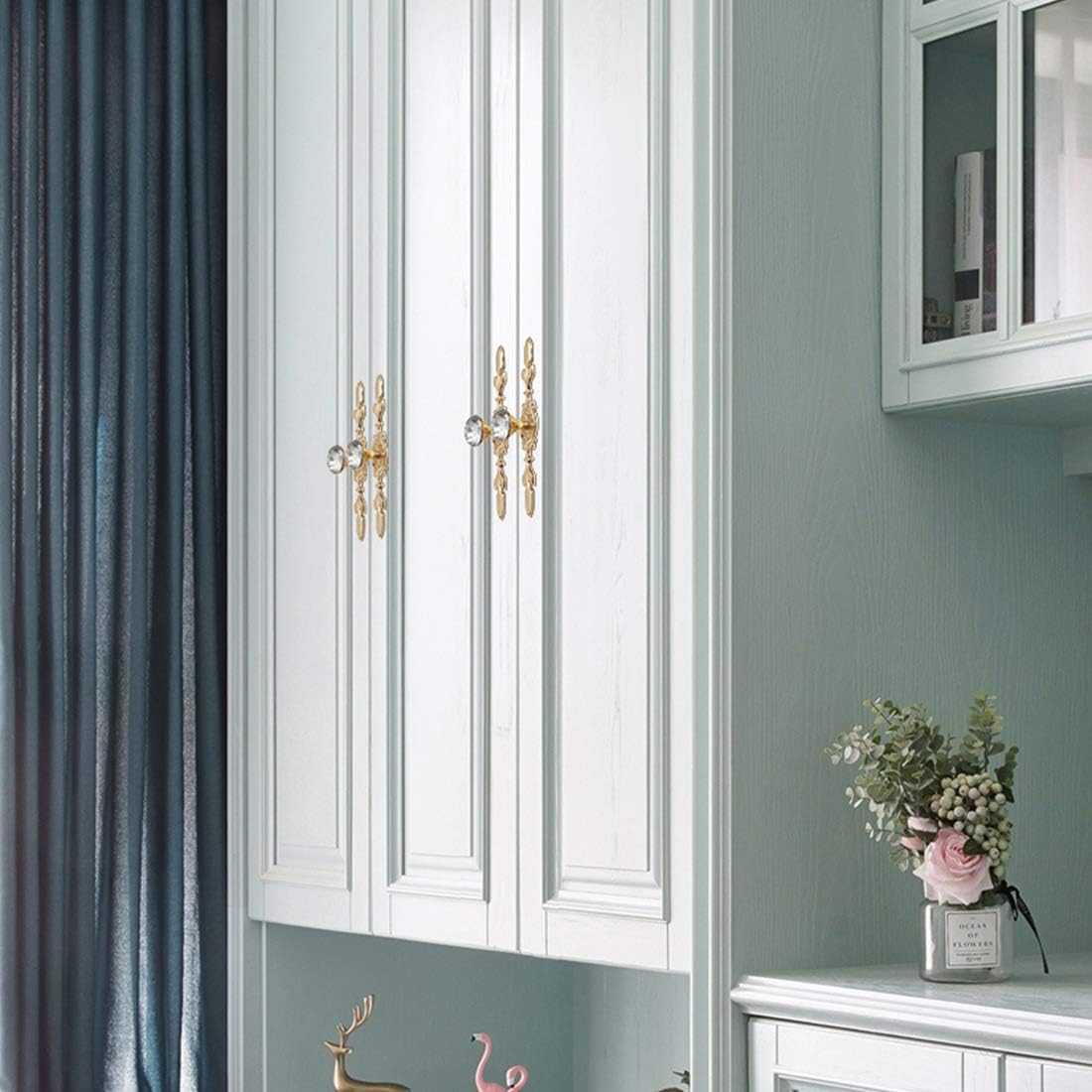 Aivoya 6-PCS Crystal Drawer Knobs Modern Glass Cabinet Knobs Diamond Drawer Handles Cupboard Pull Handles with Screws for Home for Kitchen for Office