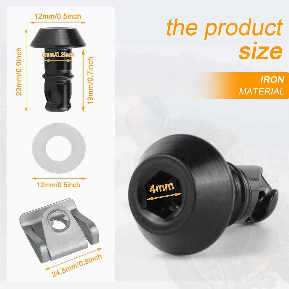 Xitomer 19Mm Universal Quick Release Fasteaners/Fairing Bolts Studs/Quarter Turn with Clips 1/4 Turn Quick Release Fit for Race Fairings (19Mm,Black) image number 3