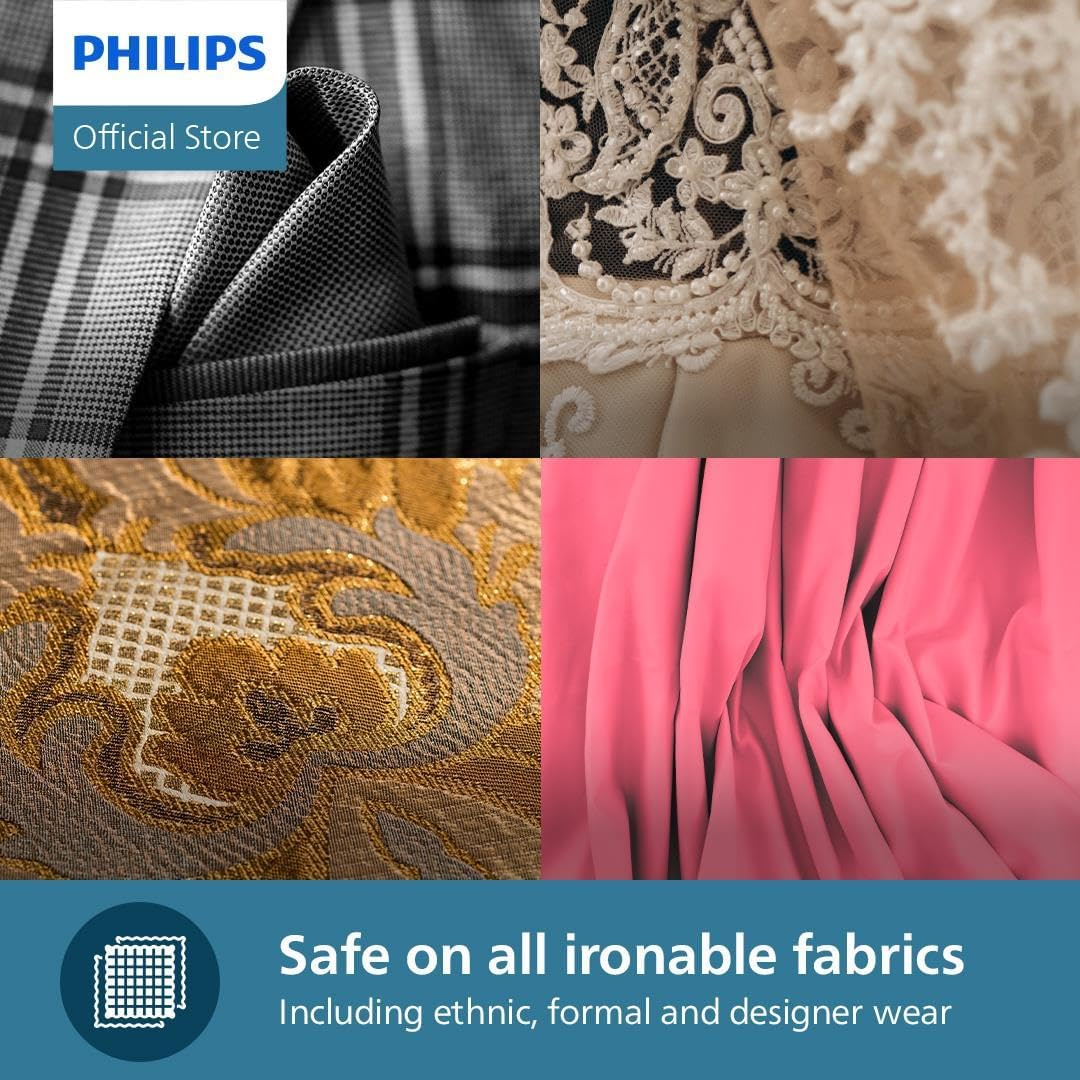 Philips 3000 Series Handheld Steamer - 1000W, 20G/Min Steam, Detachable 100Ml Water Tank, Plastic Plate, Storage Pouch, 630 G Light Weight, Compact and Foldable, Purple (STH3010/30) - Light Green image number 2