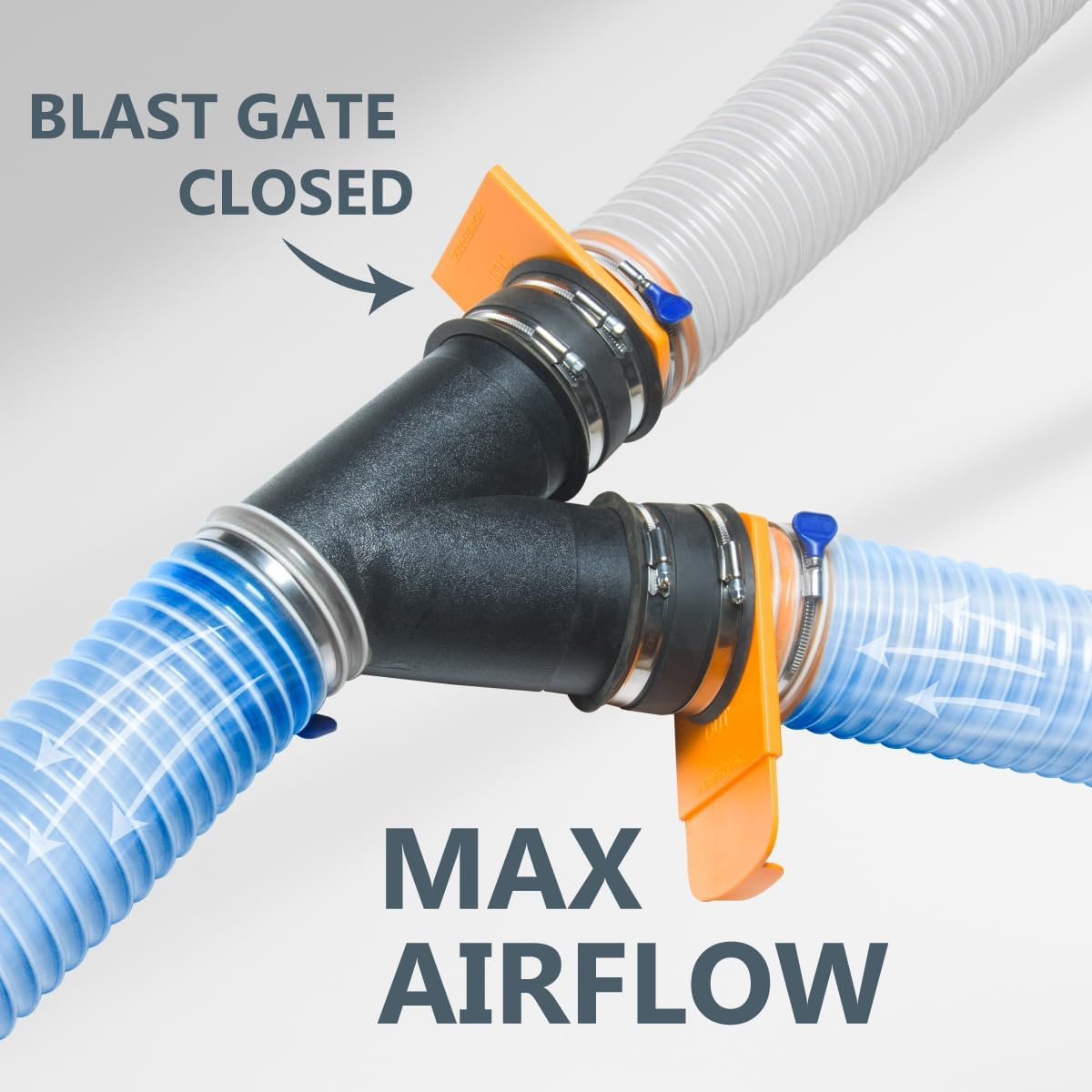 POWERTEC 70295-P2 4-Inch Integrated Blast Gate Clog Resistant, anti Gap Tapered ABS Plastic Fitting for Dust Collection Systems, 2PK image number 5