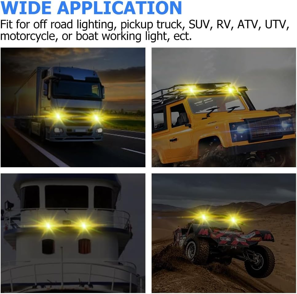 Winpower 4 Inch LED Pods, 120W 1200LM 12V Flood Spot Combo Beam Pods Lights off Road Light Bar Fog Lights Driving Work Light for Truck Pickup ATV UTV SUV Trailer Boat, Yellow image number 1