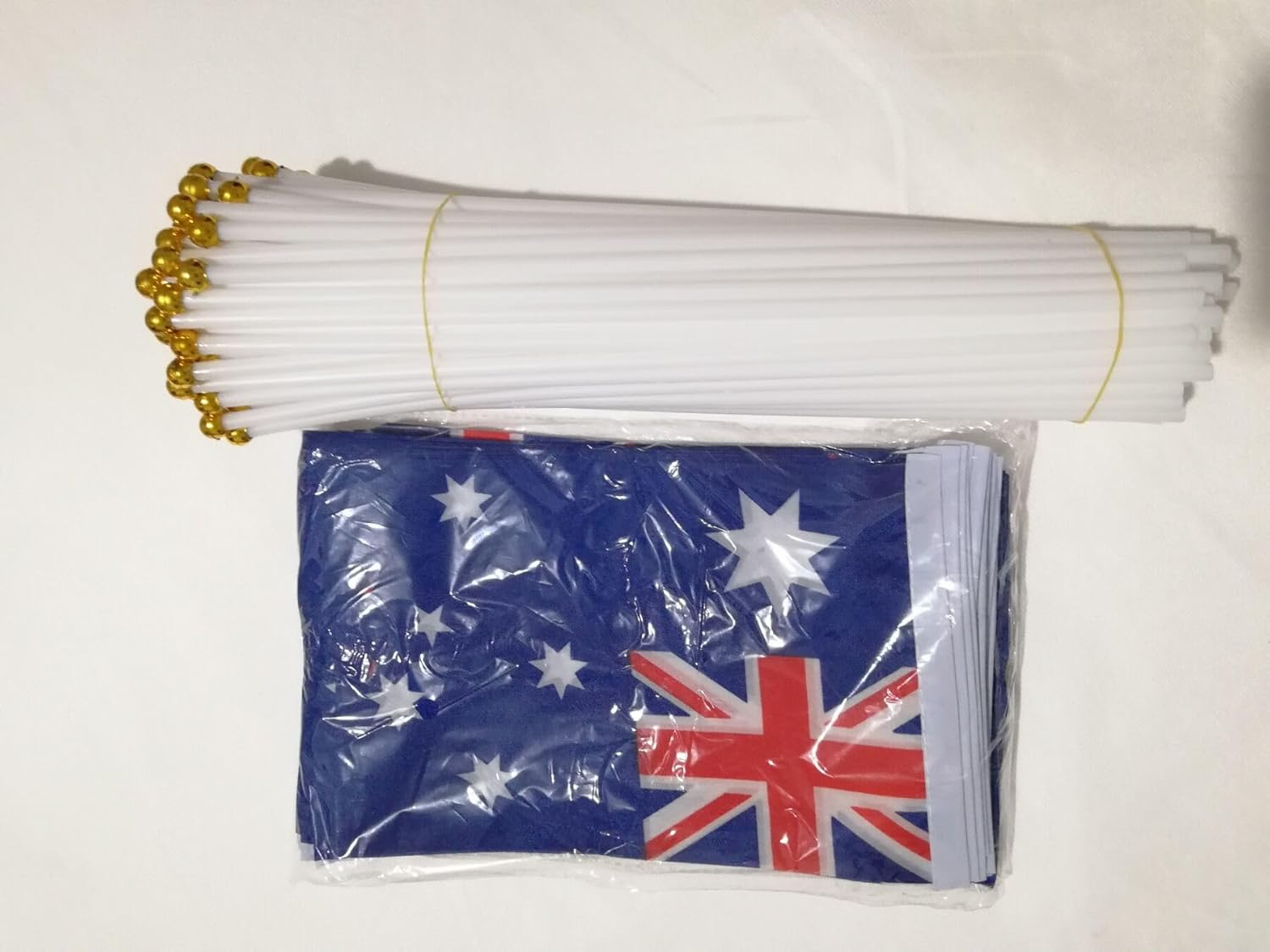 AUPOINT 20 Pics Australian Handheld Mini Flag, 14 * 21Cm, Australia Stick Flag, White Solid Pole,Vivid Color and Fade Resistant, Hand Held Stick Flags with Spear Top image number 4
