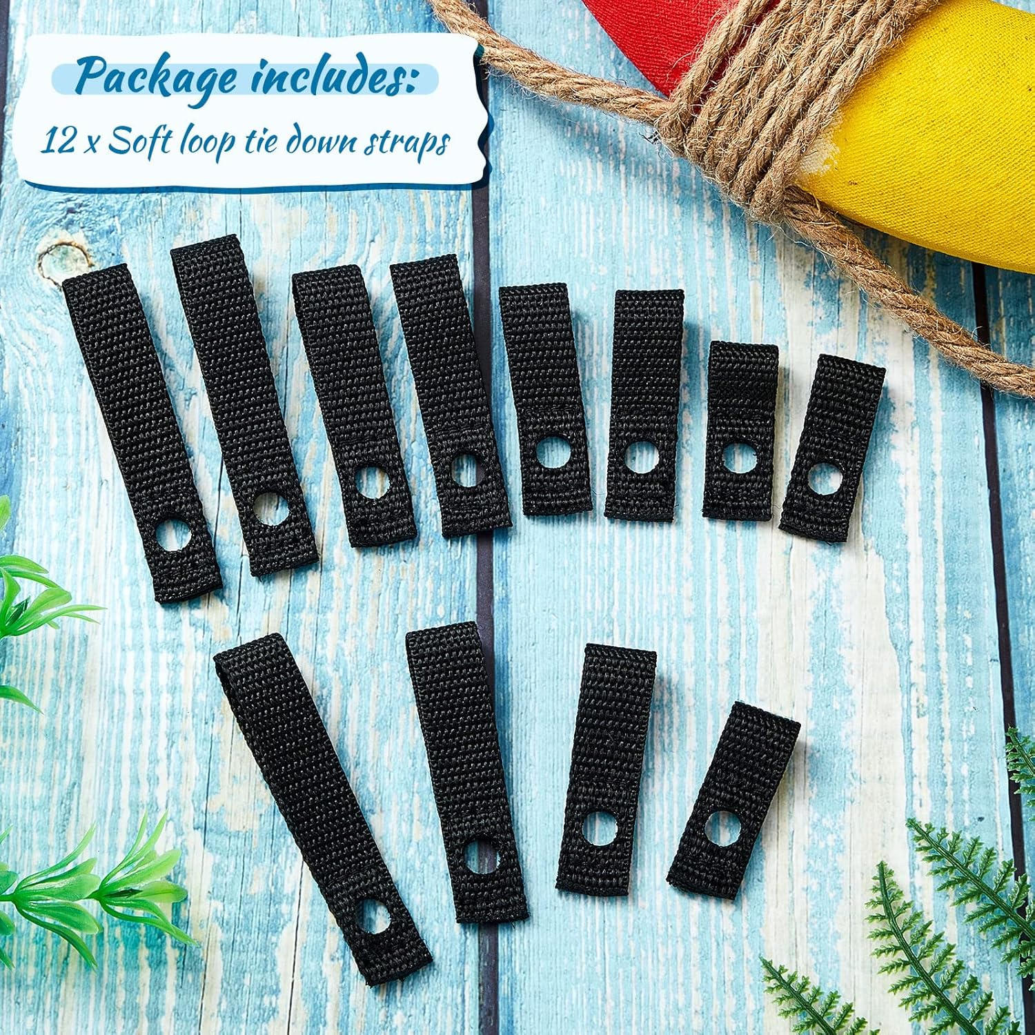 Patelai 12 Pcs Soft Loops Motorboat Cleats, Quick and Secure Anchor Points for Docking Bumpers, Anchoring Line and Bungee Dock Rope, 1.8'' 2.3'' 2.8'' 3.3'' Long 0.6'' Wide(Black) image number 4