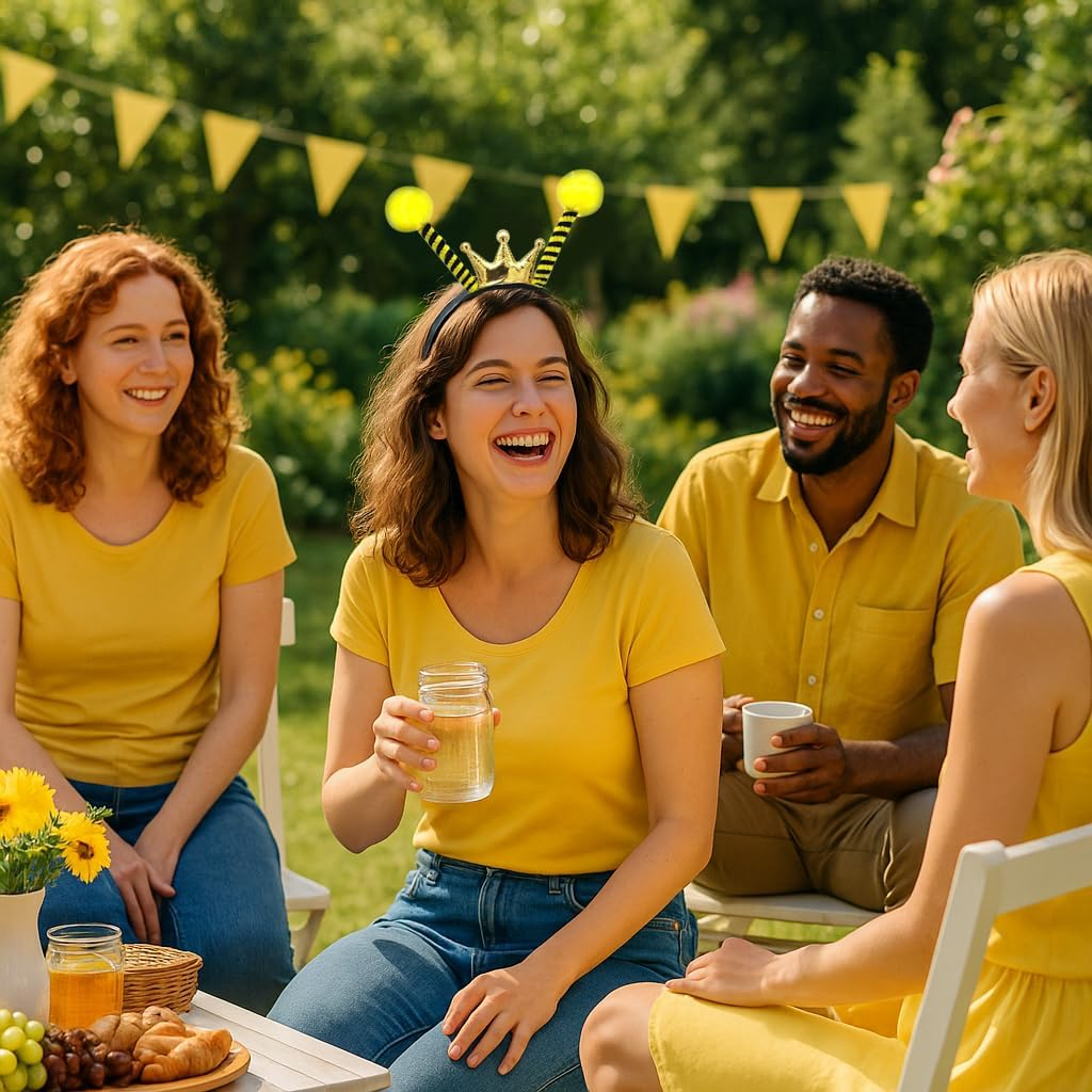 Bee Headband with Crown, Antennas, and Ears - Gold Ladybug Cosplay Accessories for Kids and Women'S Halloween Party image number 6