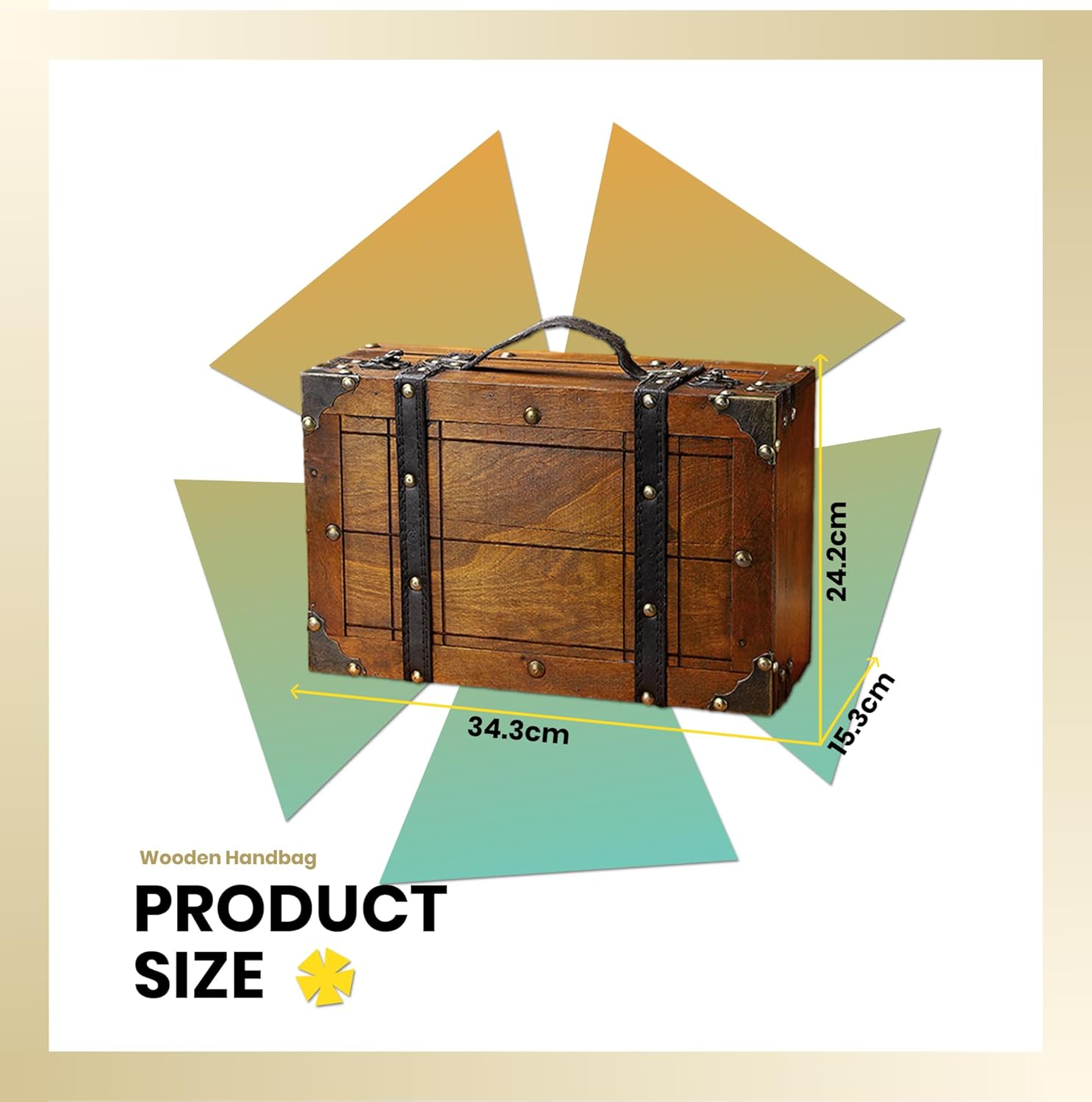 Wooden Chest Portable Vintage Distressed Multifunctional Wood Storage Trunk Handbag for Clothes Toys Photo Prop image number 1