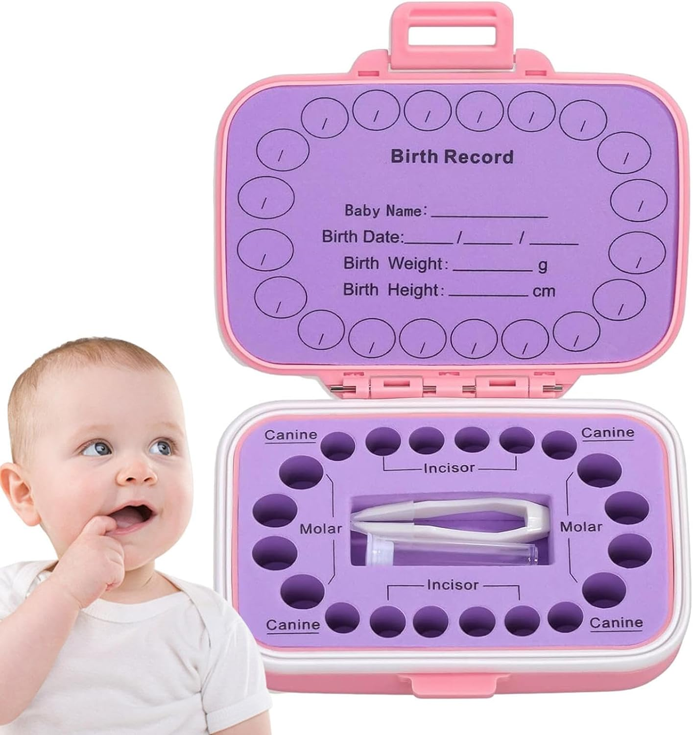 Tooth Holders for Kids Keepsake - Baby Tooth Holder Holds 20 Shed Teeth - Waterproof, Dustproof, Rainbow Pattern Tooth Holder with Tweezers, a Lanugo Bottle, Cotton Ball Pochy