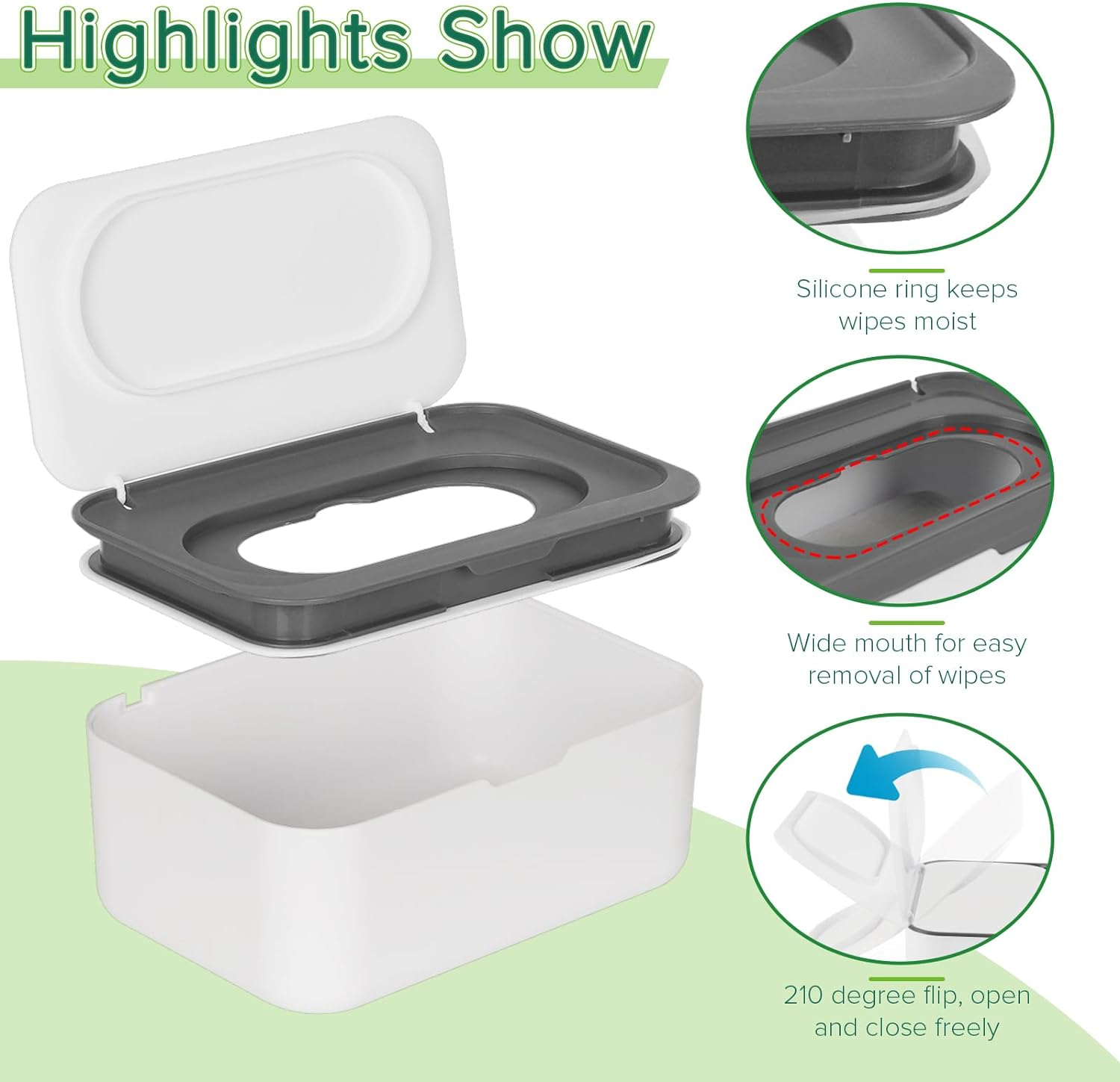 Wipes Dispenser, Wipes Case for Adult, Refillable Wipe Container Keeps Fresh, Easy Open and Close image number 1