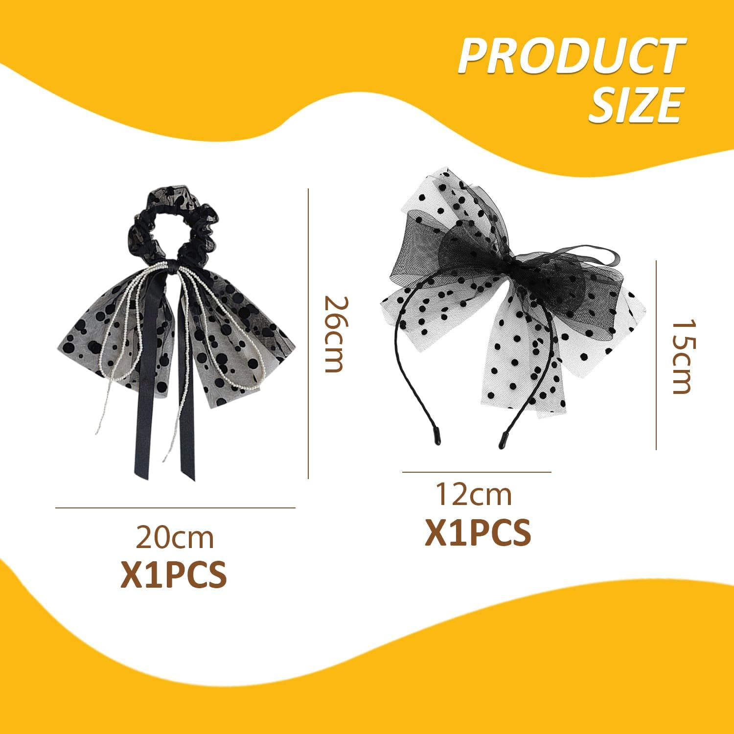 1 Piece Bow Headband and 1 Piece Hair Ring, Elee Lace Hair Accessories, Retro Headdress, Clothing Accessories image number 4