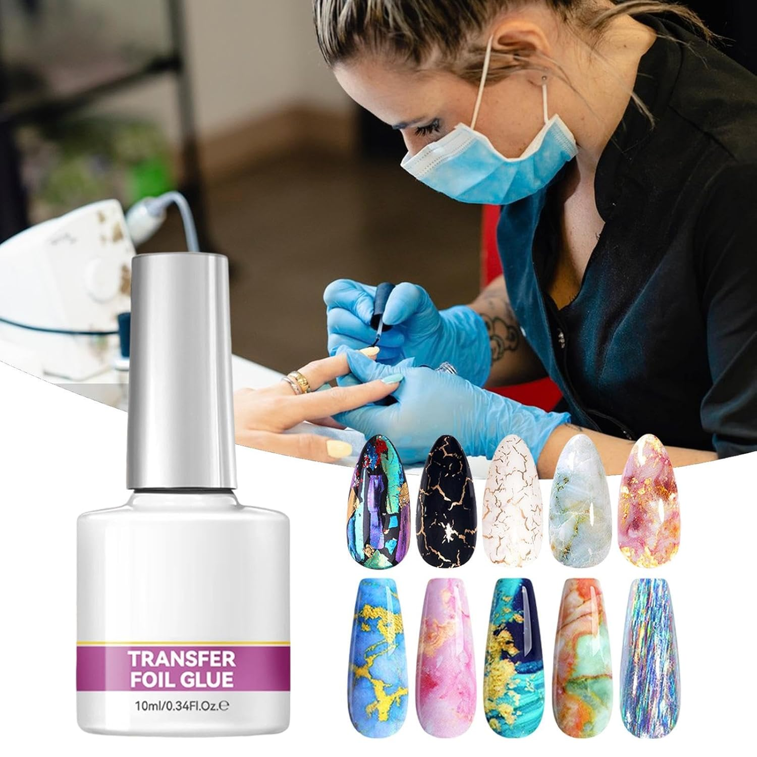Nail Foil Glue,10Ml Powerful Adhesive | Nail Foil Glue Gel,For Women Beginners Professionals Home Salon Wedding Party image number 3