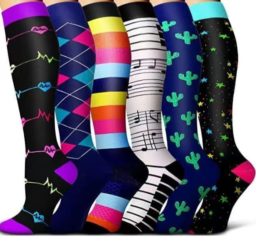 Compression Socks for Women & Men Circulation (6 Pairs) 15-20 Mmhg Is Best Support for Athletic Running Cycling