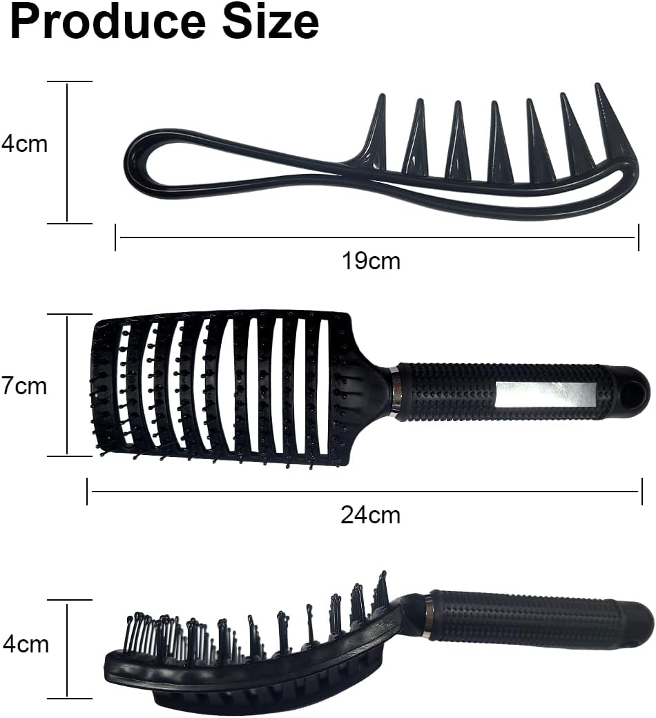 Ruayia Tooth Combs + Shark Tooth Comb Women, Wide Tooth Comb Kit for Men, Hair Styling Salon, Highlight Comb, Wide Tooth Comb, Curling Brush, Curling Comb, Coarse Teeth Comb - Black image number 1