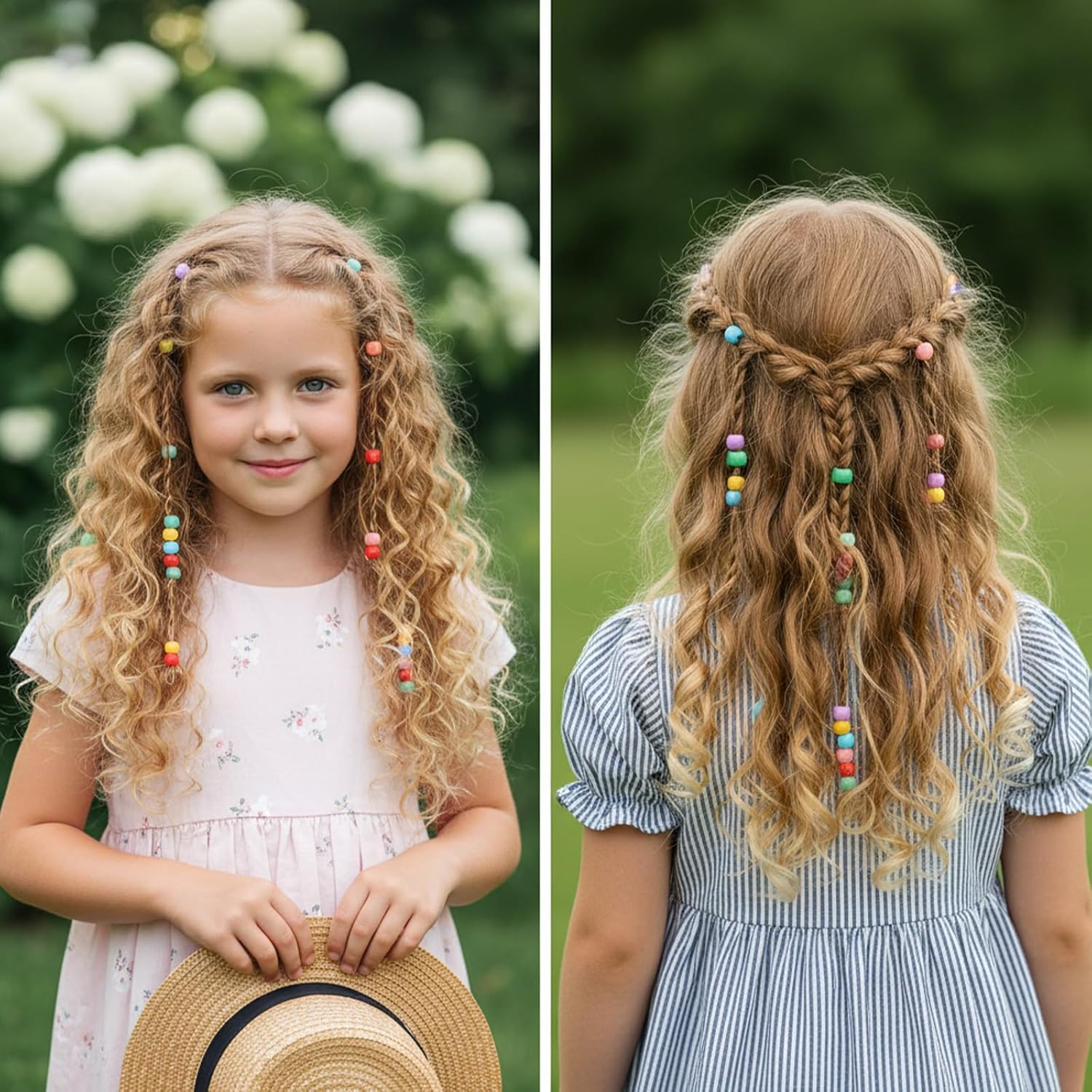 Ptwola 300 Pcs Rainbow Mini Hair Beads Plastic Tiny Hair Claw Clips Colorful Beads Clip Cute Candy Hairs Decorations Wear Braid Hairs Accessories Suitable for Women Girls image number 2