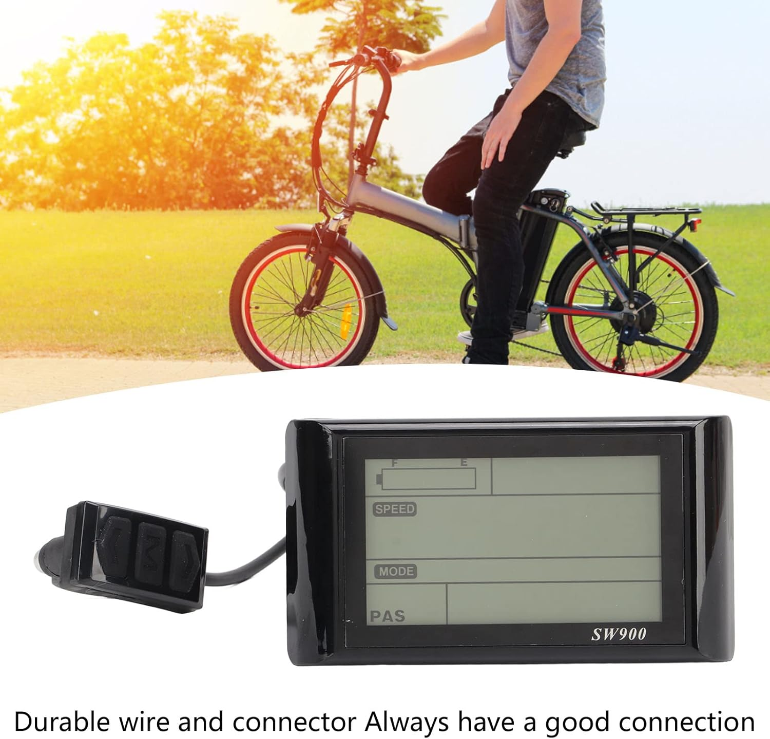 Ebike LCD Display, 24V 36V 48V 60V 5 Pin Waterproof E Scooter SW900 LCD Panel Screen for 22.5Mm Handlebar Electric Bikes, Replacement Electric Bike LCD Display Meter image number 4