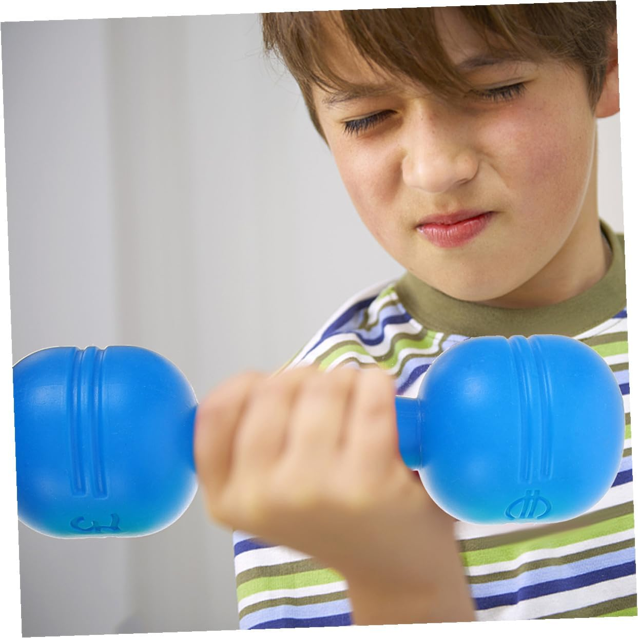 NULYLU Kids Dumbbell Weights Set with Sound, Plastic Toddler Gym Toys 4 Pairs (Yellow, Blue, Green, Red) for Early Education, Preschool Workout and Pretend Play image number 2