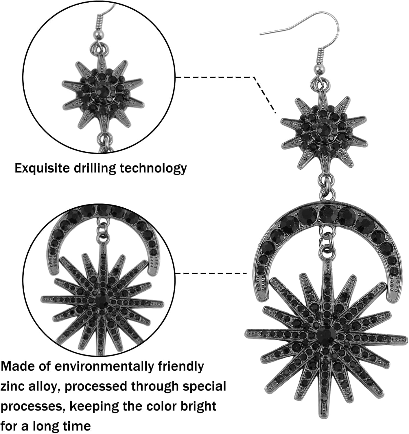 TYXHXTF 4Pcs Star Headband, Crown with Haly Layer, Rhinestone Hair Band, with Necklace and Earrings, Headband for Women and Girls image number 2