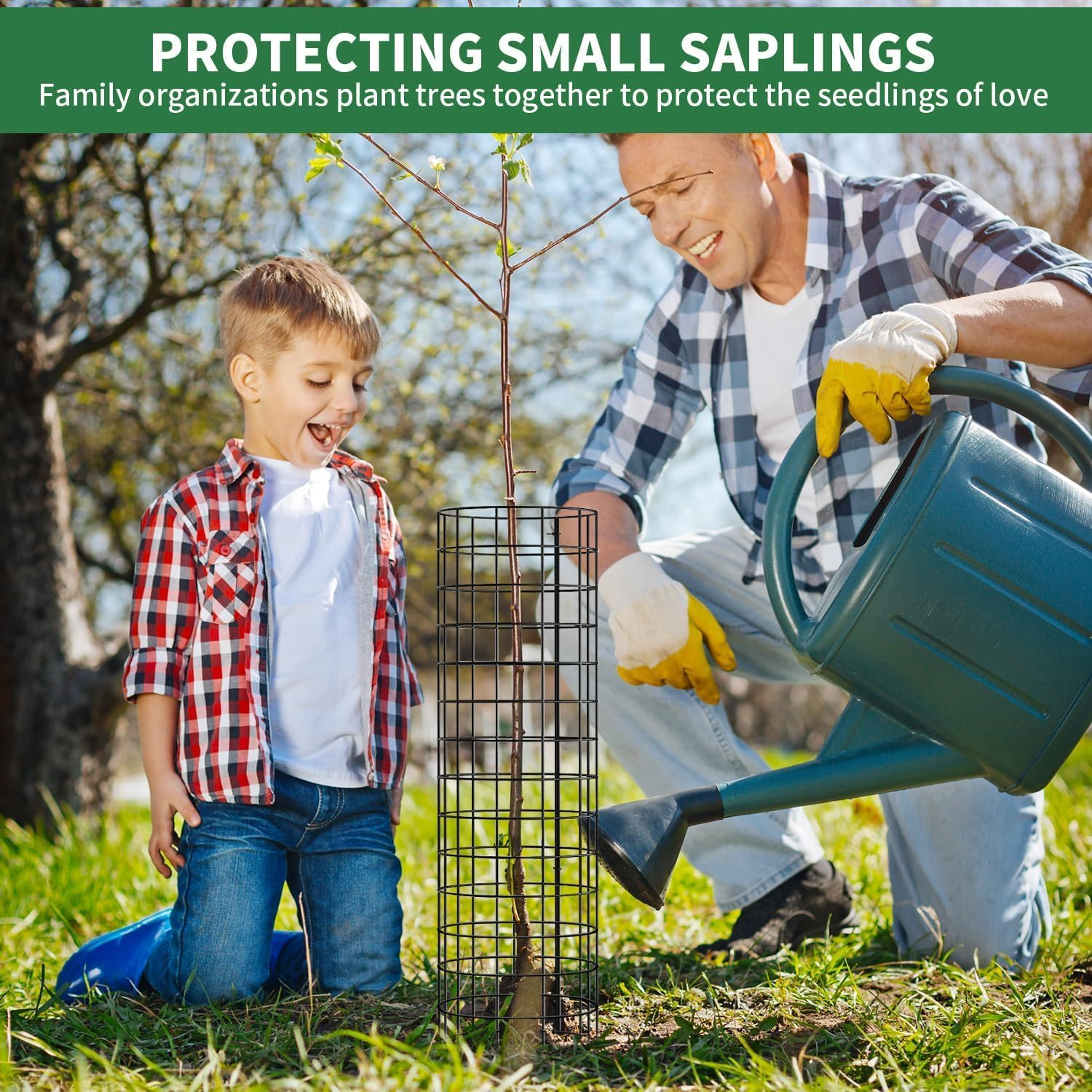 6 Pcs Plant Protectors from Animals, Tree Protector Kit with 12 Ground Nails and 60 Zip Ties, Plant Cages for Outdoor Plants, Protection Tree Wrap Cage for Garden to Protect Bark, Black