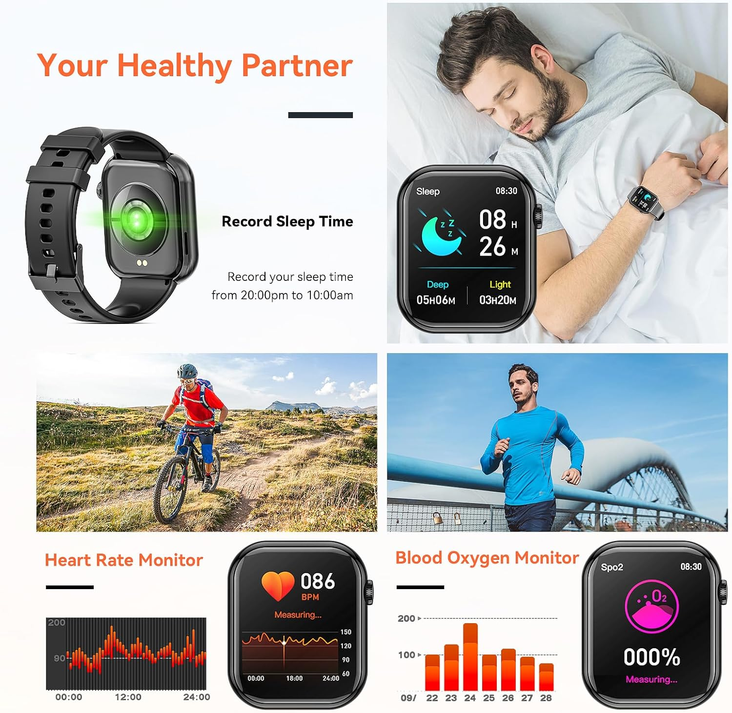 Smart Watch 2024 Newest 1.85 Inch Fitness Tracker, Pedometer/Calories, Multiple Sports Modes, Waterproof Women'S Men'S Fitness Watch for Android Iphone - Pink image number 6